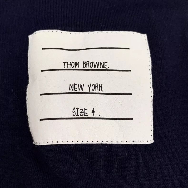 Thom Browne Thom browne Dark blue classic four-bar cotton round-neck sh Size US XL / EU 56 / 4 - 5 Thumbnail