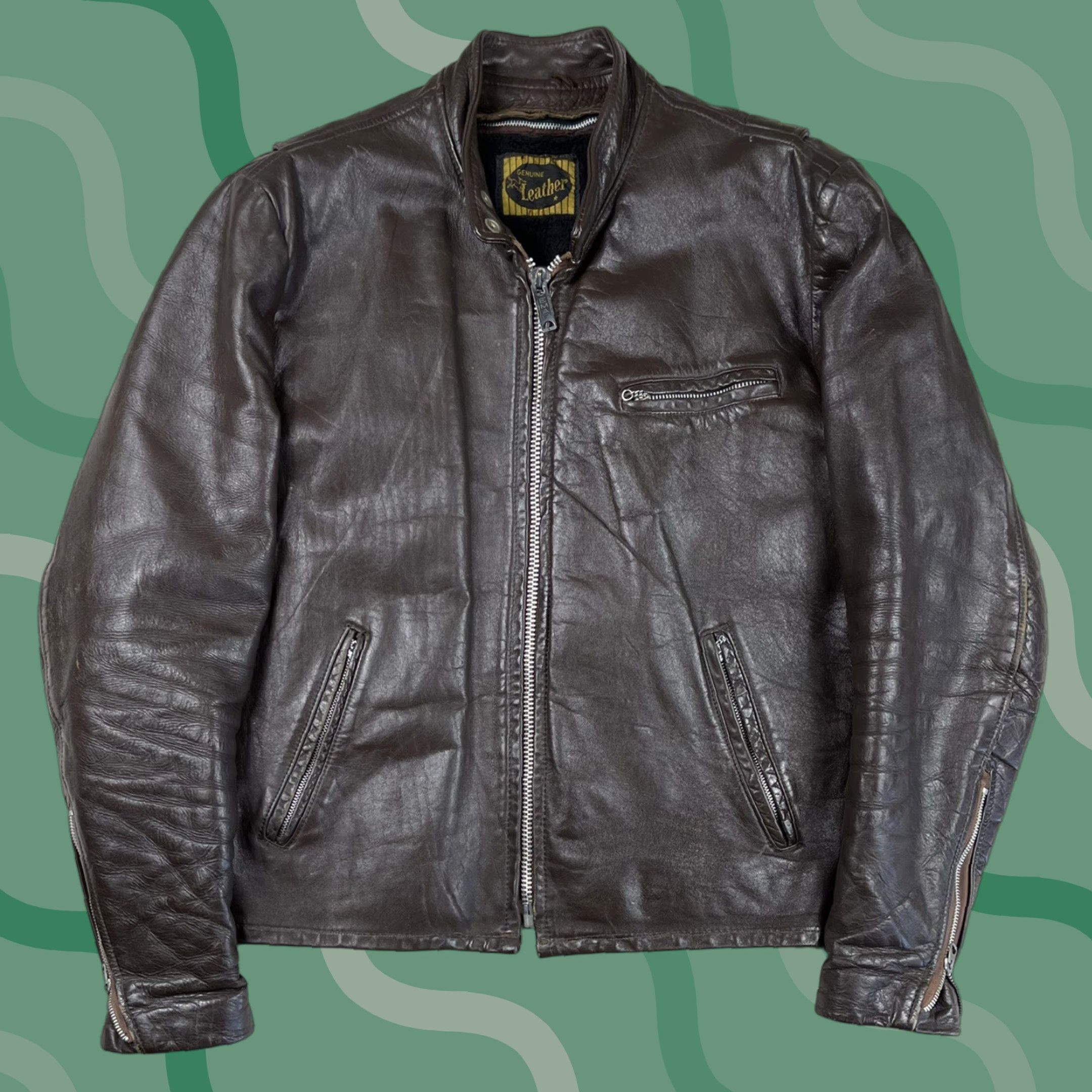 Vintage VINTAGE Leather Motorcycle Jacket Cafe Racer Coat Sz 42 Brown Lined Men USA Cafe Racer Motorcycle Jacket 90s Mens Size US XS / EU 42 / 0 - 1 Thumbnail