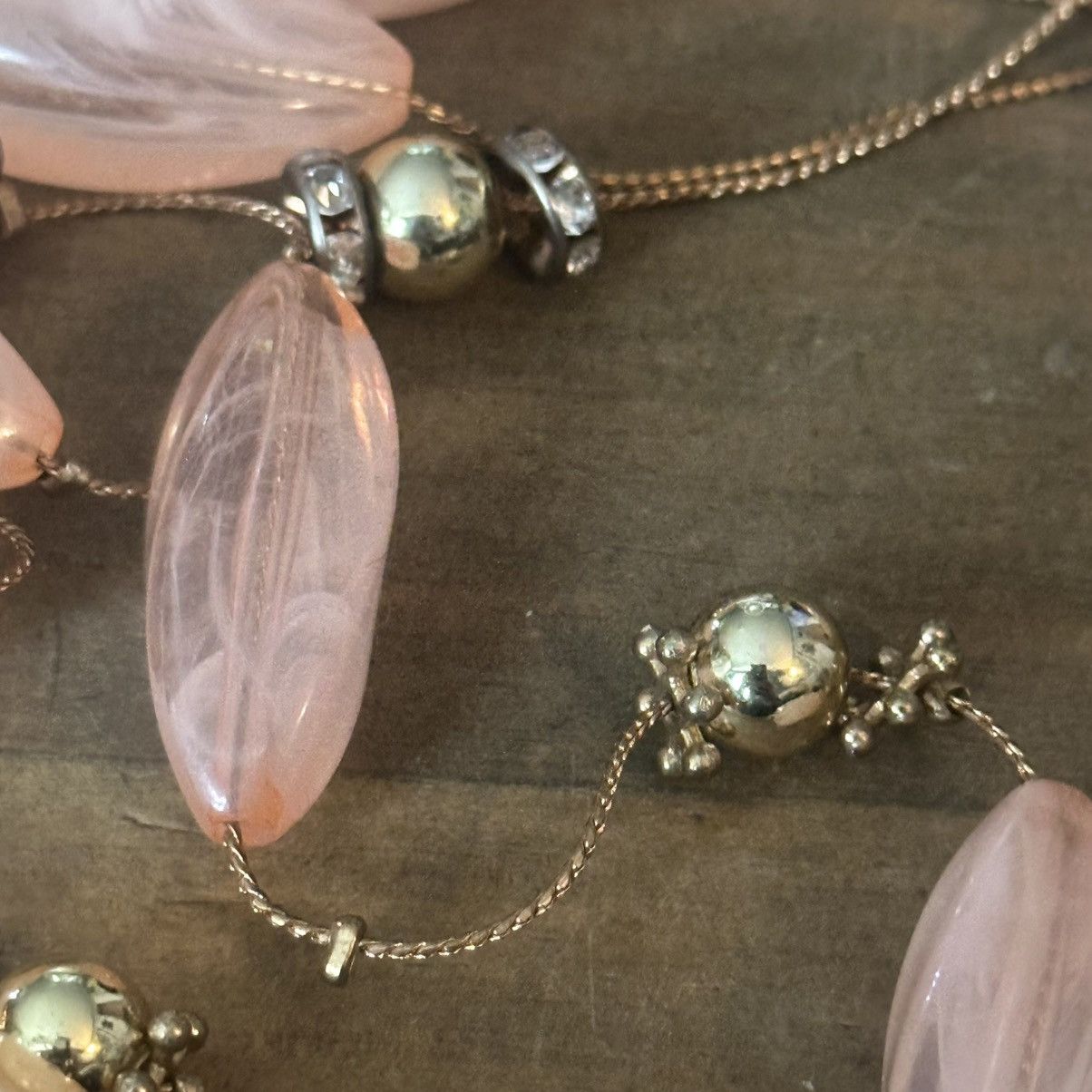Other Gold tone layered multi strand station pink quartz necklace Size ONE SIZE - 3 Thumbnail