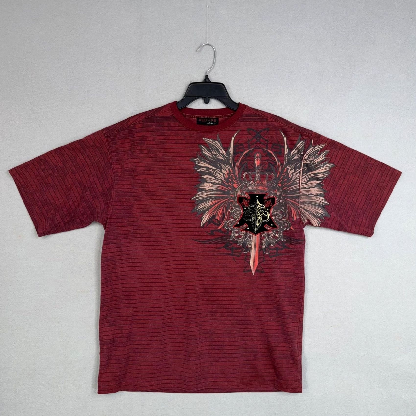 Vintage Red Ape Shirt Mens 2XL Red Majestic Gothic Crest Graphic Tee Street Y2k Edgy Mens Front Back Graphic Tee Size US XXL / EU 58 / 5 - 2 Thumbnail