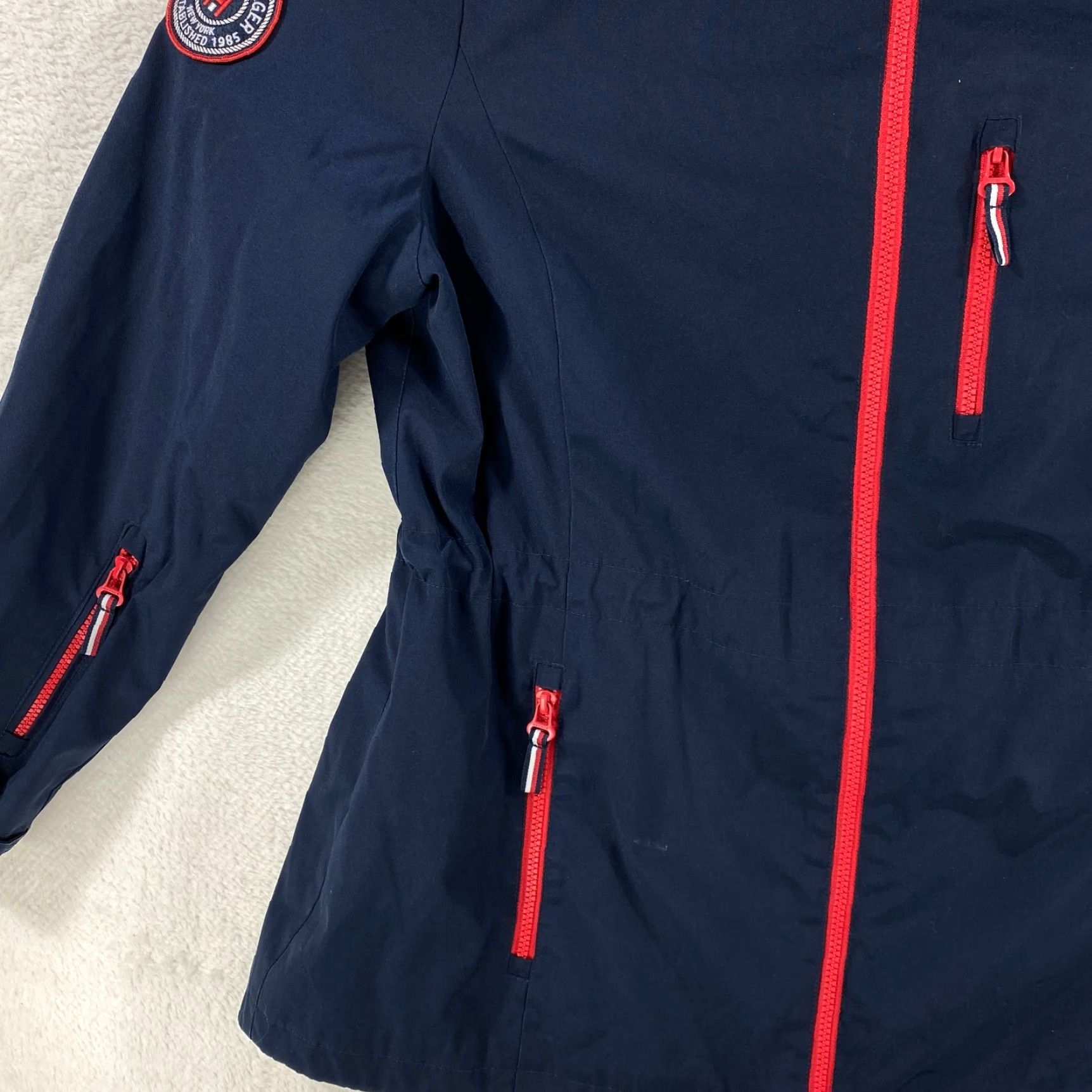Tommy Hilfiger TOMMY HILFIGER Shell Jacket Women Large Blue Red Full Zip Pockets Zip Zippered Size L / US 10 / IT 46 - 5 Thumbnail