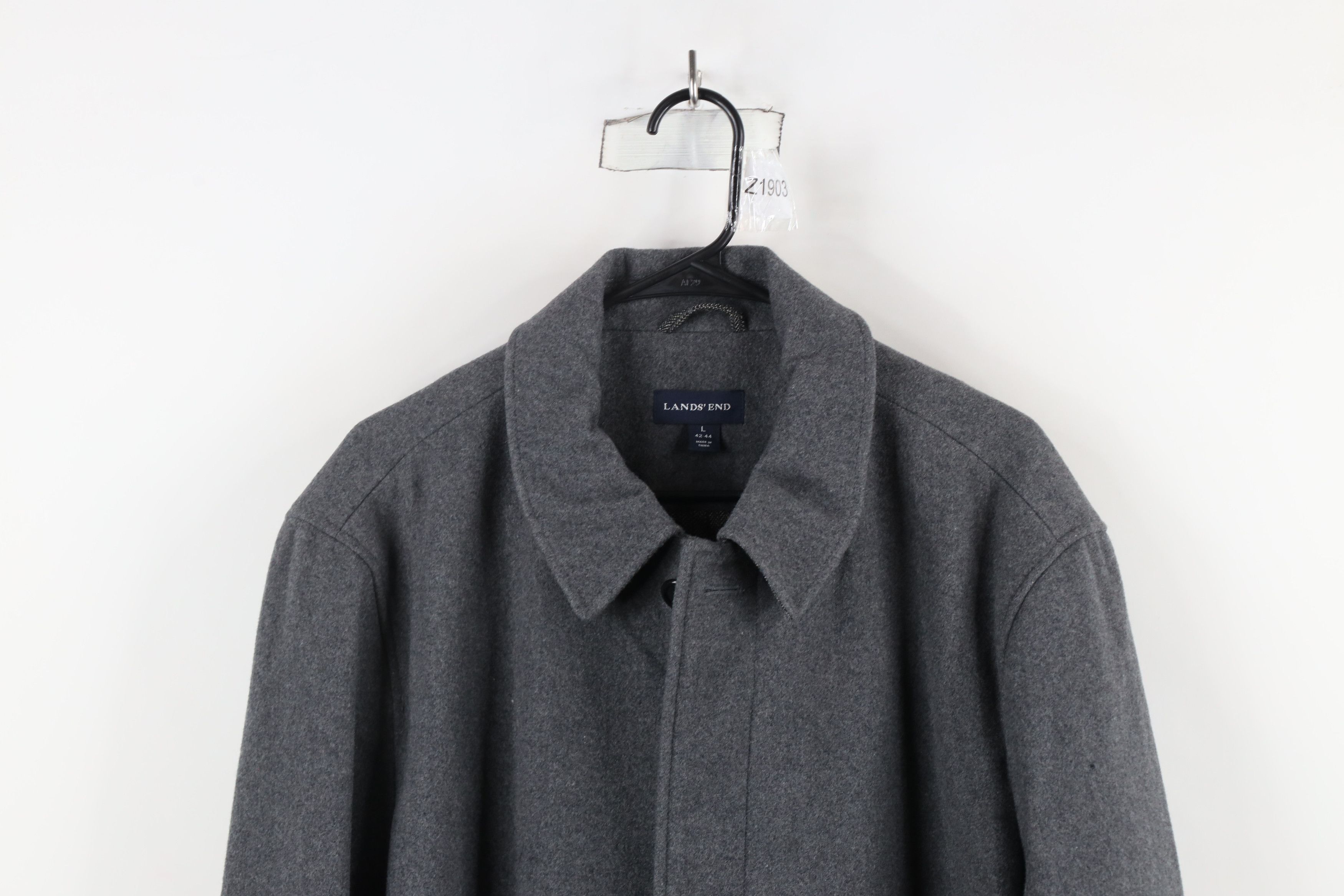 Lands' End × Vintage Lands End Full Length Collared Overcoat Jacket Heather Gray Size US L / EU 52-54 / 3 - 2 Thumbnail
