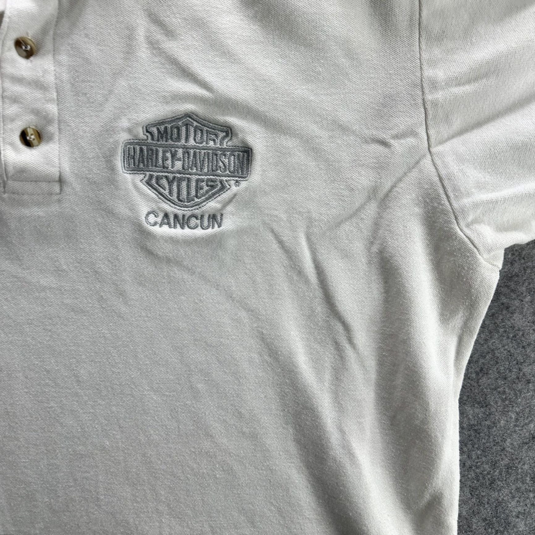 Harley Davidson VINTAGE Harley-Davidson Polo Shirt Mens XL Cancun Embroidered Short Sleeve Motorcycle White Clothing Size US XL / EU 56 / 4 - 4 Thumbnail
