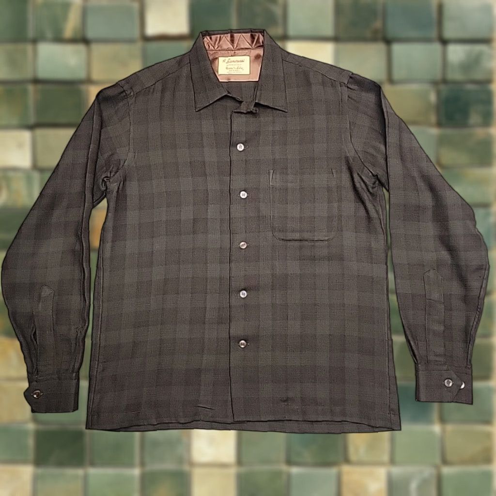 Vintage VTG Lanerossi Shirt Mens L Green Brown Plaid Wool Loop Collar 60s Button-Up Size US L / EU 52-54 / 3 - 1 Thumbnail