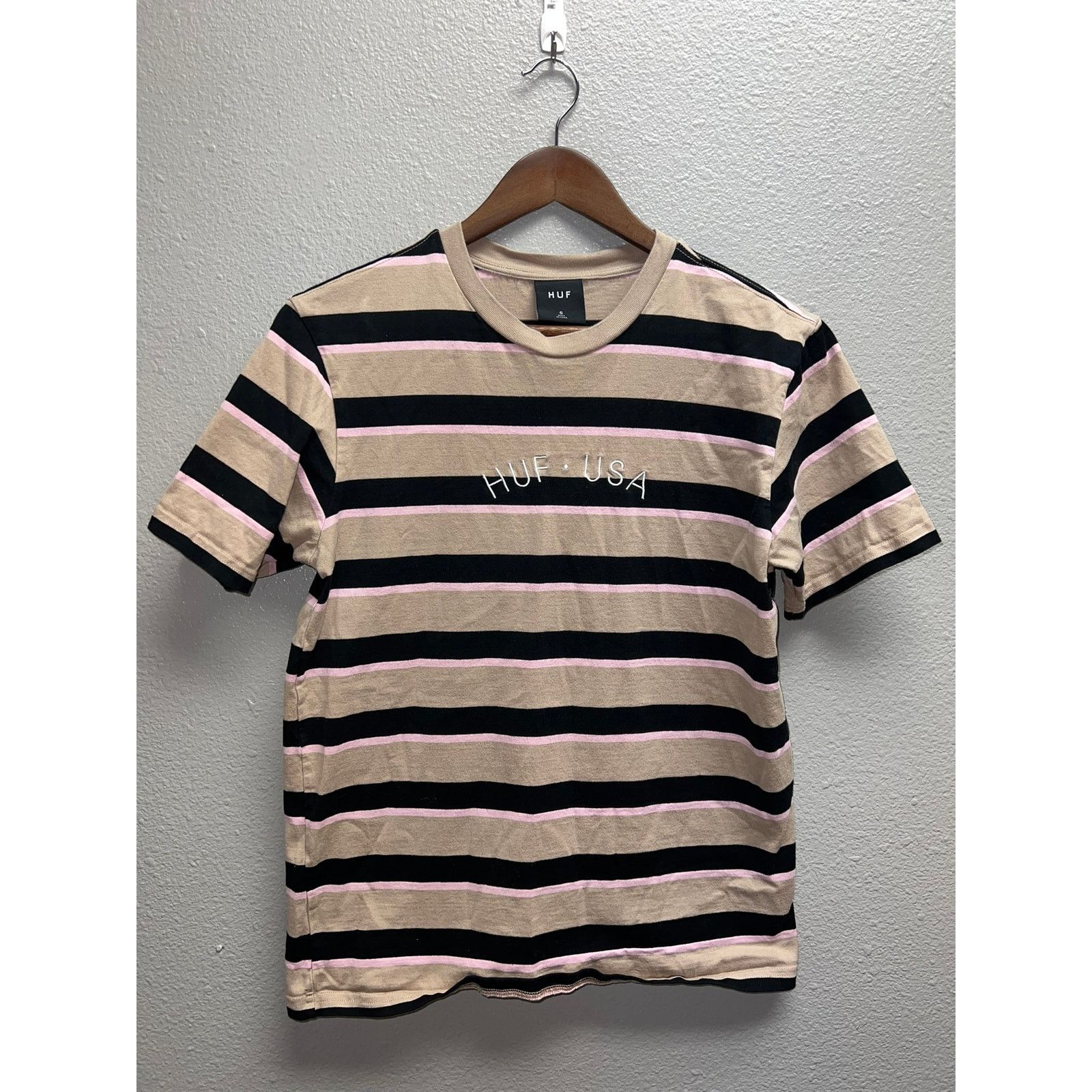 Huf HUF Shirt Brown Black Pink Striped HUF USA Mens Small Size US S / EU 44-46 / 1 - 1 Thumbnail
