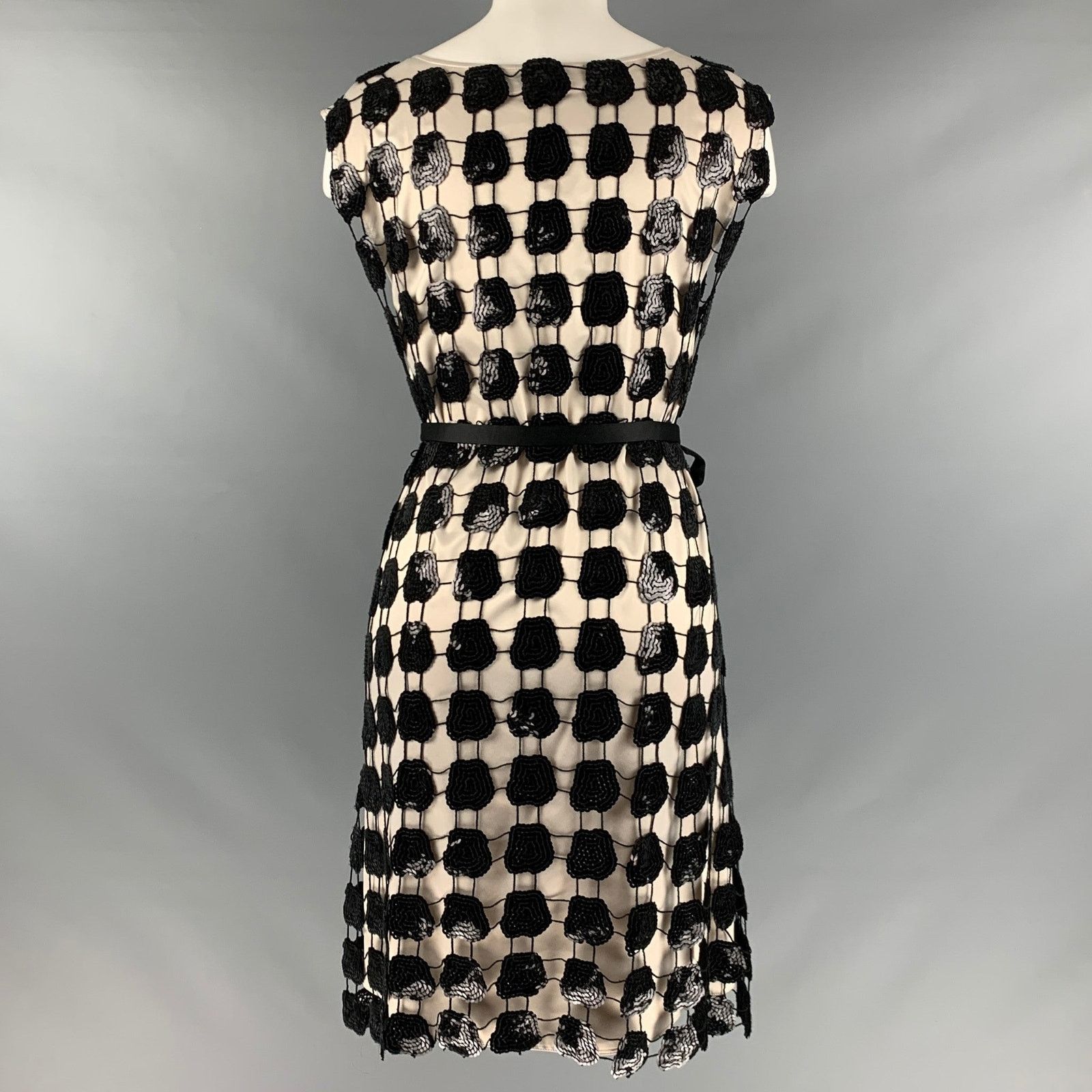 Emporio Armani EMPORIO ARMANI Cream Polyester Sequined Sleeveless Cocktail Size S / US 4 / IT 40 - 4 Thumbnail