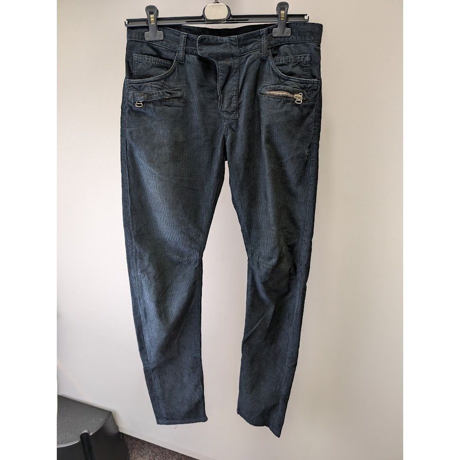Balmain o1rbi21 Decarnin Corduroy Pants in Dark Blue Size US 31 - 1 Thumbnail
