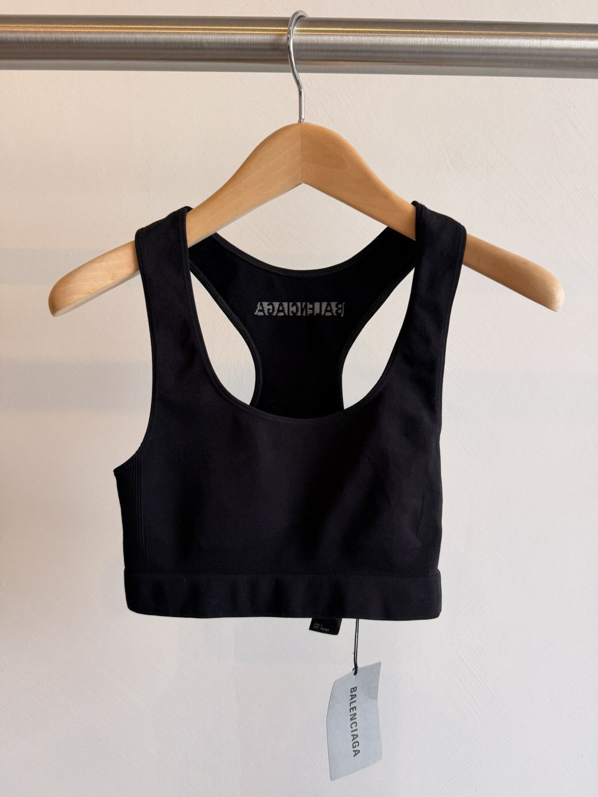 Balenciaga NWT Balenciaga Black Sports Bra Back Logo Top Women’s Size 2 Size S / US 4 / IT 40 - 1 Thumbnail