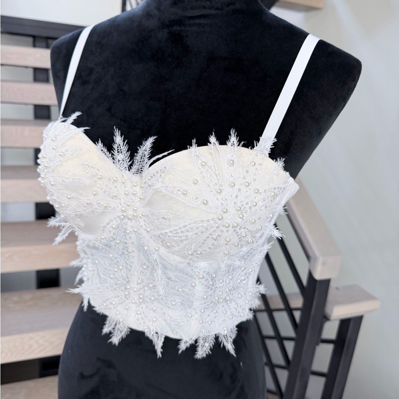 Other New Y2K Elegant White Pearl-Embellished Women's Corset S Size S / US 4 / IT 40 - 7 Thumbnail