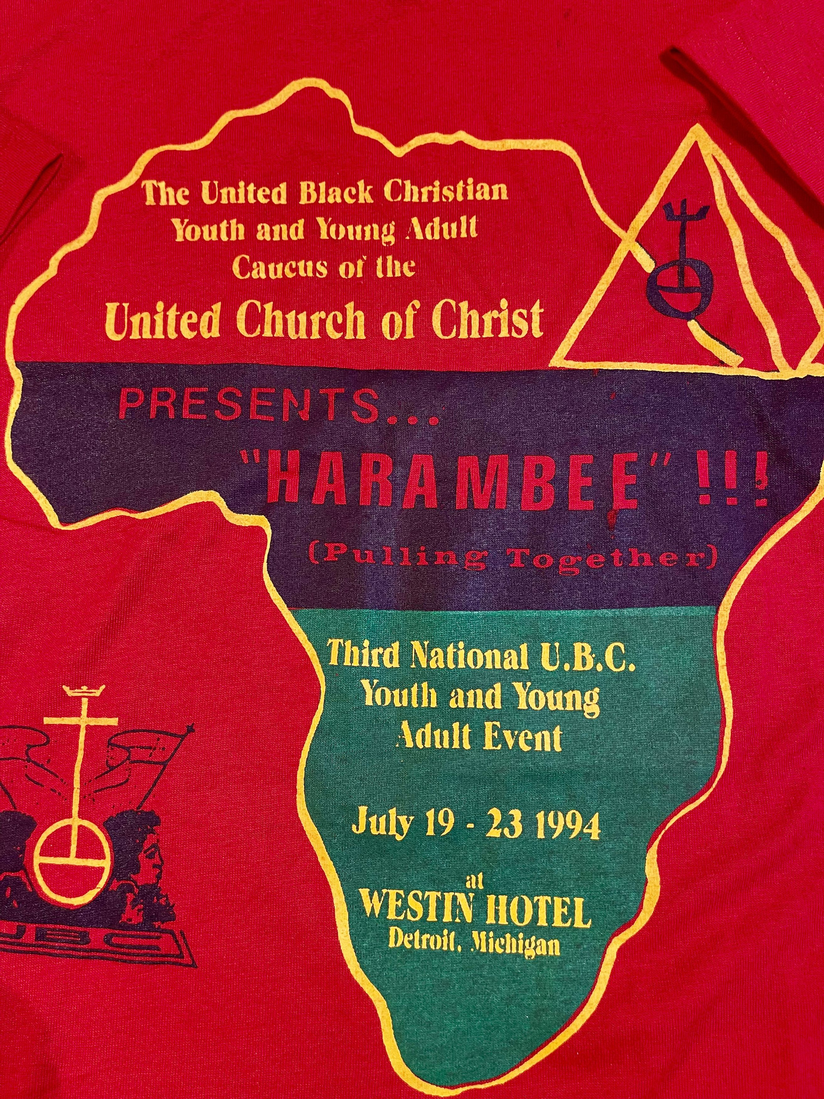 Vintage 1994 Harambe Vintage BHM 90's Detroit Church Rap T-Shirt Size US XL / EU 56 / 4 - 5 Thumbnail
