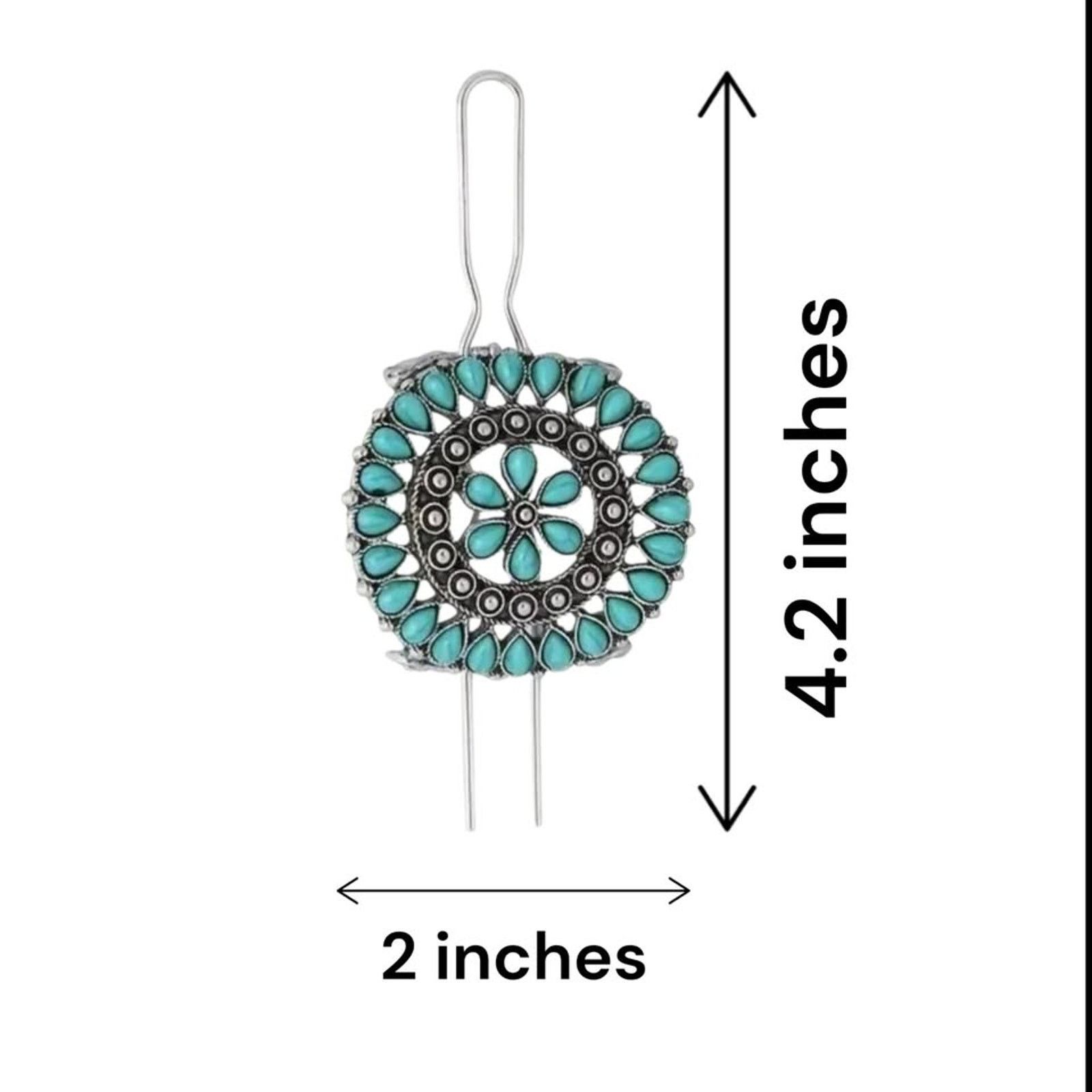 Other Western Chic Turquoise Hair Pins Silver Accents - Boho NEW Size ONE SIZE - 2 Thumbnail