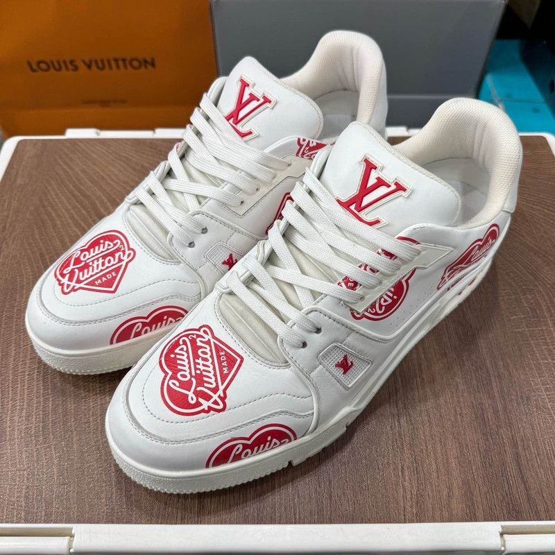 Louis Vuitton Nigo x Louis Vuitton Red Logo Trainer Sneakers 0079 Size US 10 / EU 43 - 1 Thumbnail