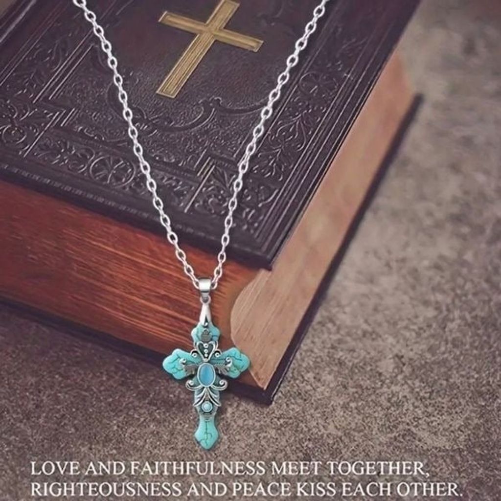 Other Turquoise Stone Cross Pendant Necklace Size ONE SIZE - 6 Thumbnail