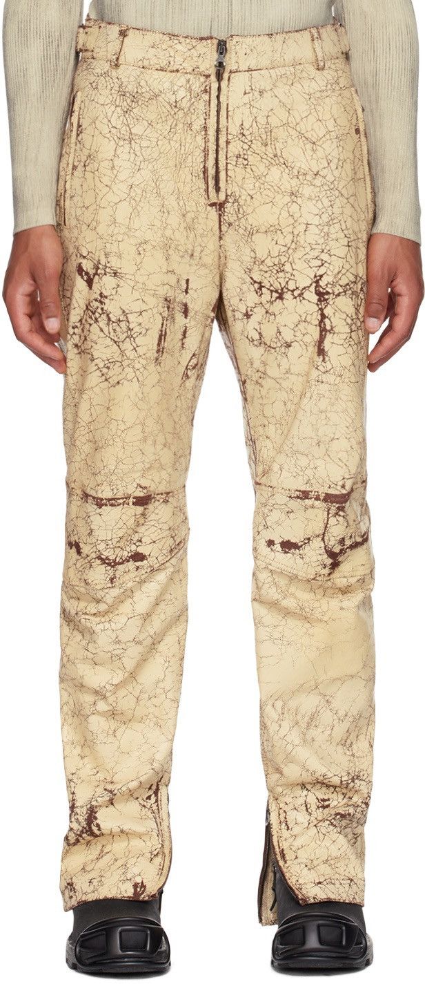 Diesel DIESEL P-ALAN CRACKED GOLD COATED DISTRESSED LEATHER PANTS Size US 36 / EU 52 - 16 Thumbnail