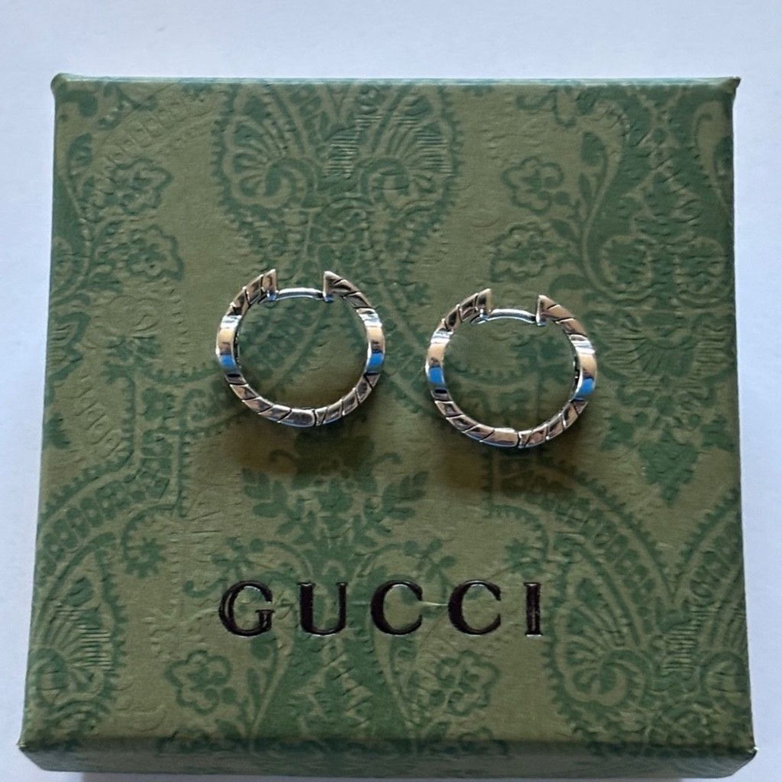 Gucci Gucci Sterling Silver Interlocking G Hoop Earrings Size ONE SIZE - 2 Thumbnail