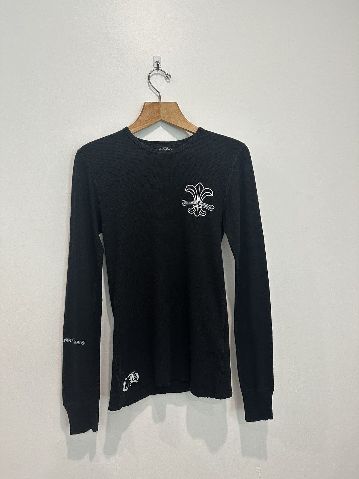 image of Chrome Hearts Fleur Fuck You Thermal Shirt in Black, Men's (Size Small)