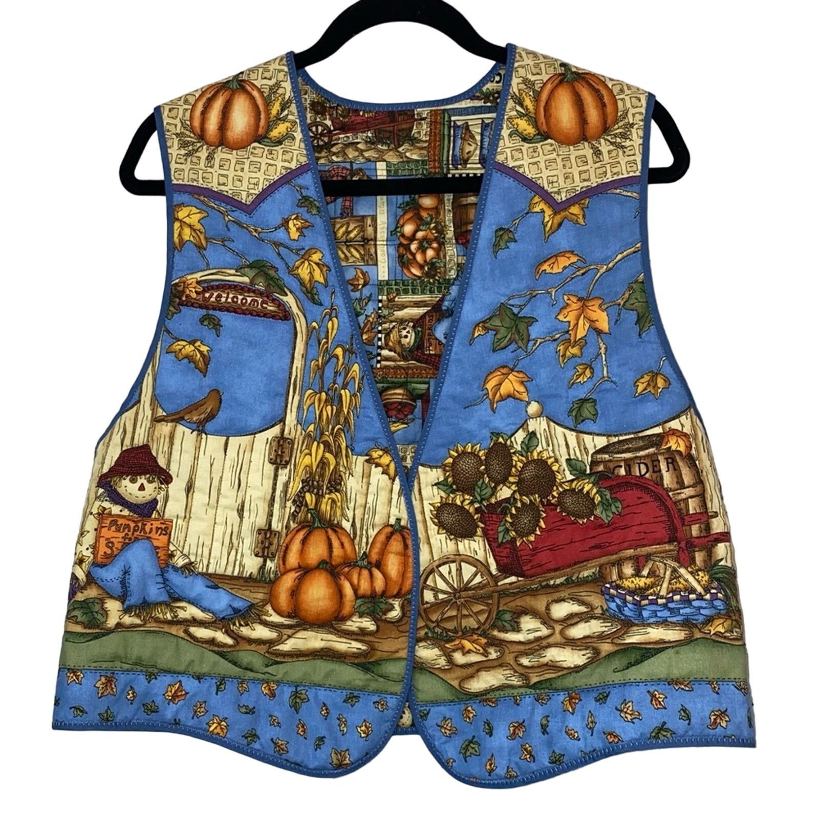 Handmade Handmade Scarecrow Pumpkin Fall Reversible Vest Size M / US 6-8 / IT 42-44 - 1 Thumbnail
