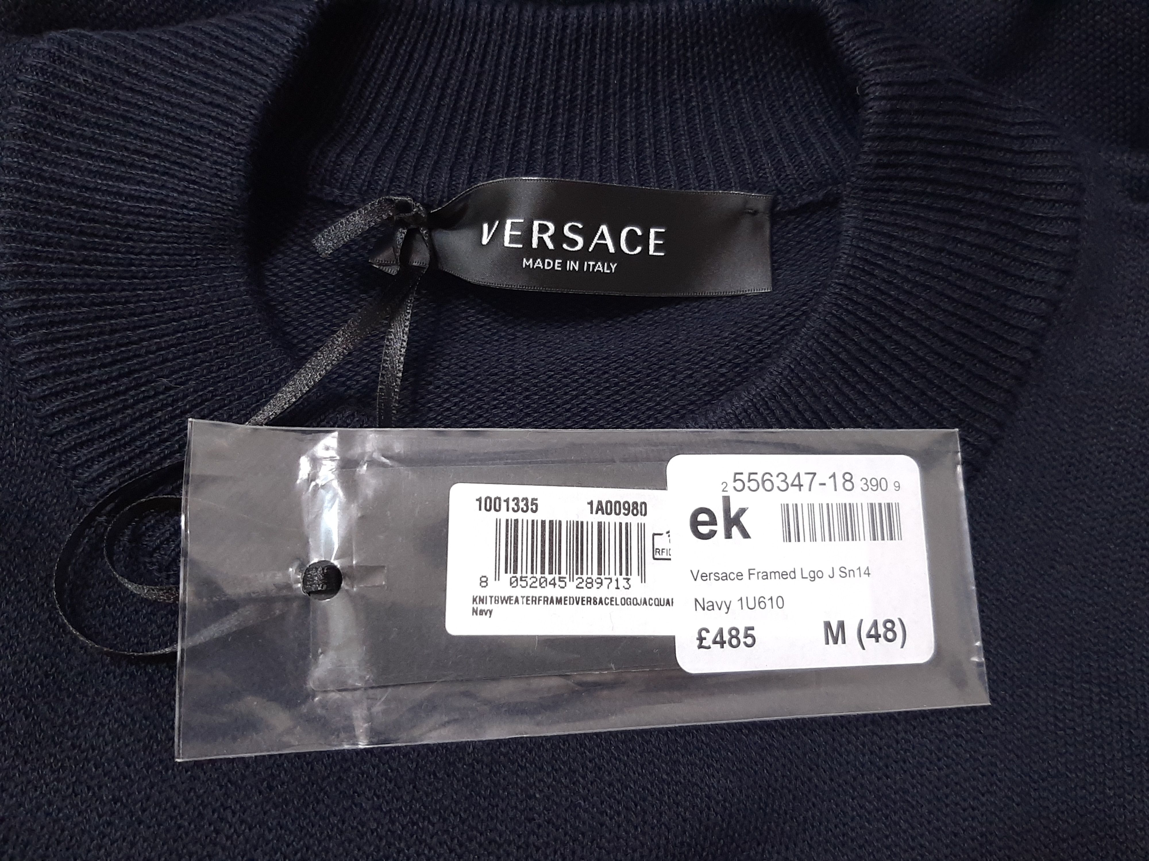 Versace Versace Sweater Navy Size IT 48 M Intarsia Size US M / EU 48-50 / 2 - 7 Thumbnail