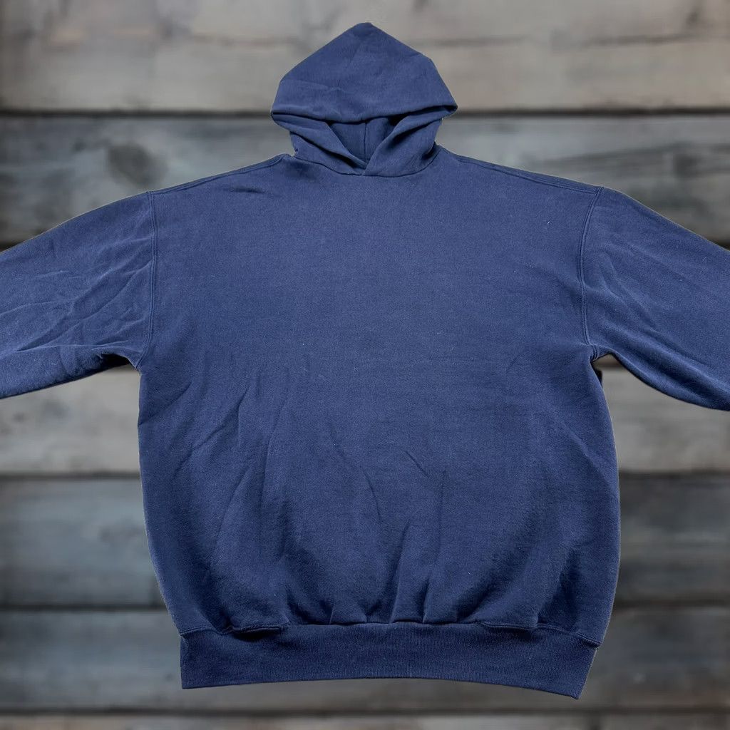 Russell Athletic VINTAGE Russell Hoodie Mens 2XL Blue Navy Pullover Cotton Blend Boxy Y2K Size US XXL / EU 58 / 5 - 1 Thumbnail