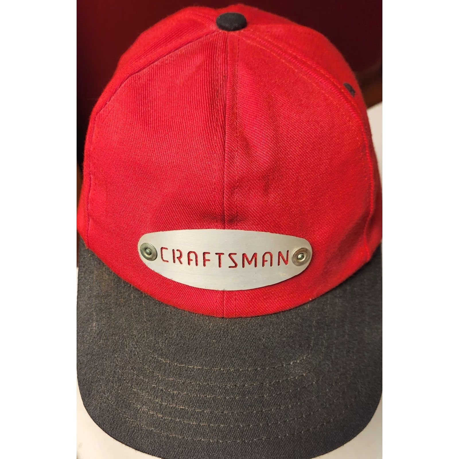 Vintage VINTAGE Craftsman Hat Snapback Logo Red Black USA MADE Mens Adjusta ble Cap Emblem Badge Graphic Classic Size ONE SIZE - 3 Thumbnail