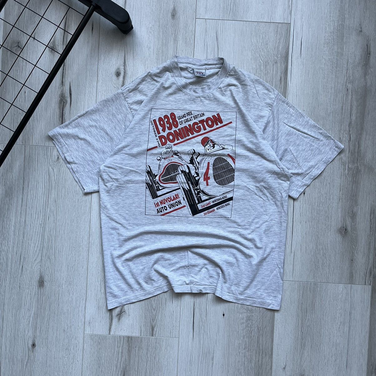 Vintage Vintage 90s Donington 1938 Grand Prix of GB Racing T Shirt Size US XL / EU 56 / 4 - 1 Thumbnail