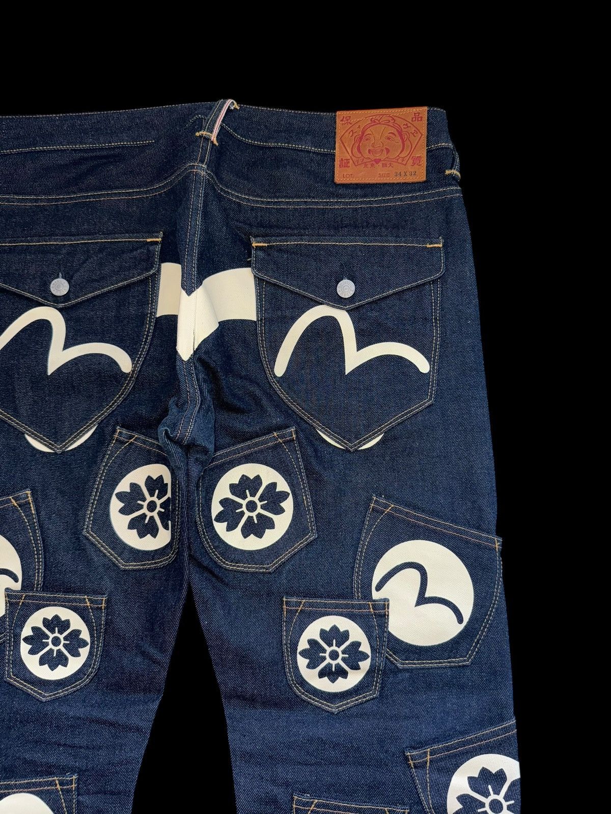 Evisu Crazy Evisu Straight Navy Selvedge Denim Jeans Multipocket Size US 34 / EU 50 - 7 Thumbnail