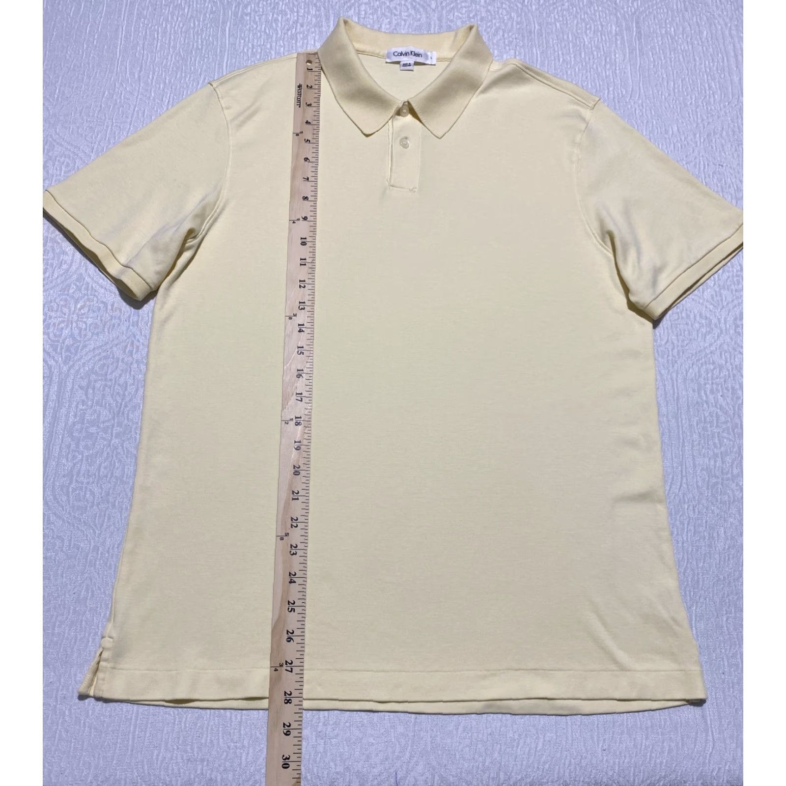 Calvin Klein Calvin Klein Polo Shirt Mens L Short Sleeve Yellow Solid 100% Cotton Golf Tennis Casual Classic Size US L / EU 52-54 / 3 - 6 Thumbnail