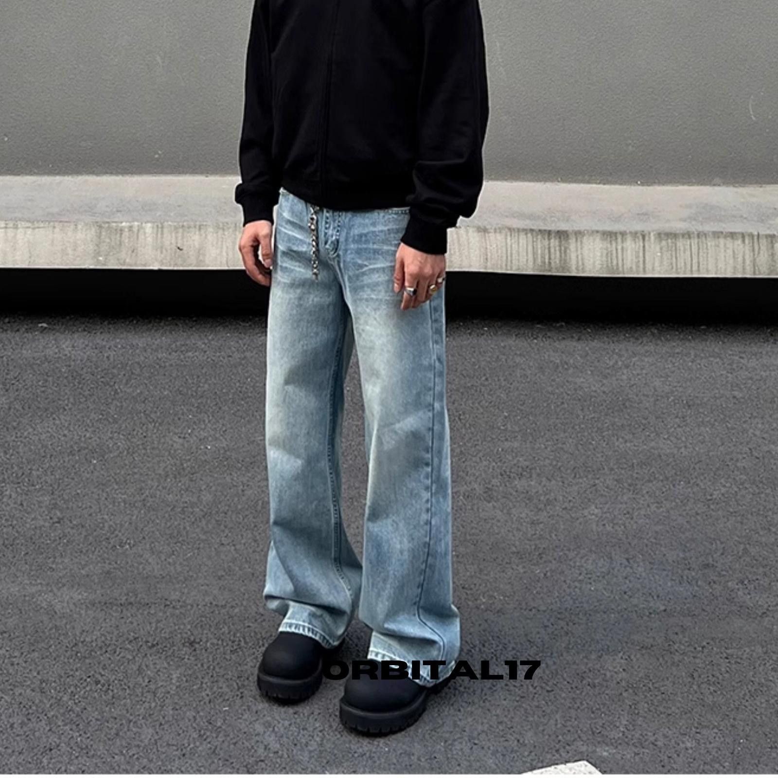 Blue Baggy Flare Denim Jeans
