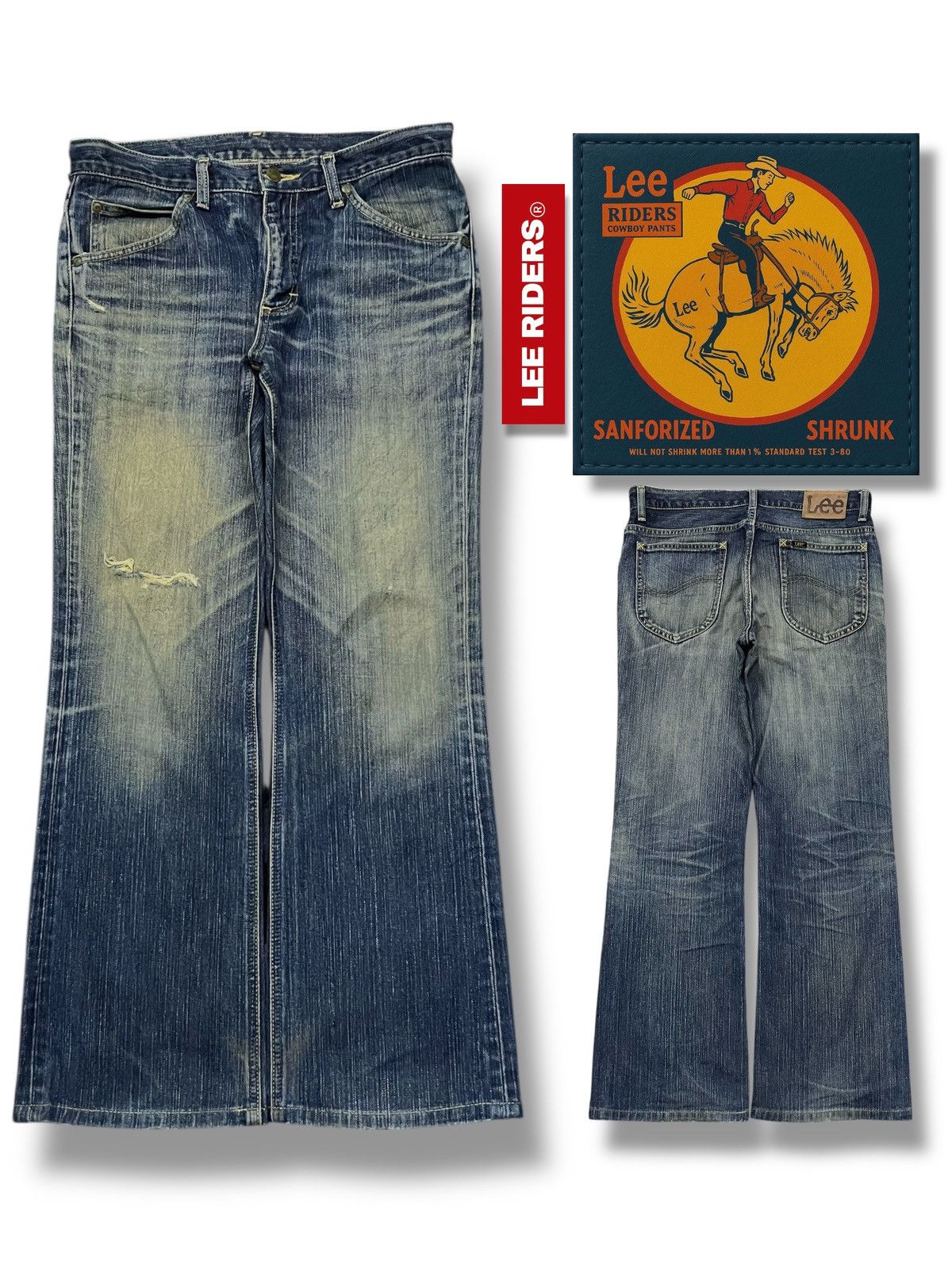 Lee Bootcut Vintage 90s Lee Riders Japan - Faded Mud Wash Jeans Size US 33 - 1 Thumbnail