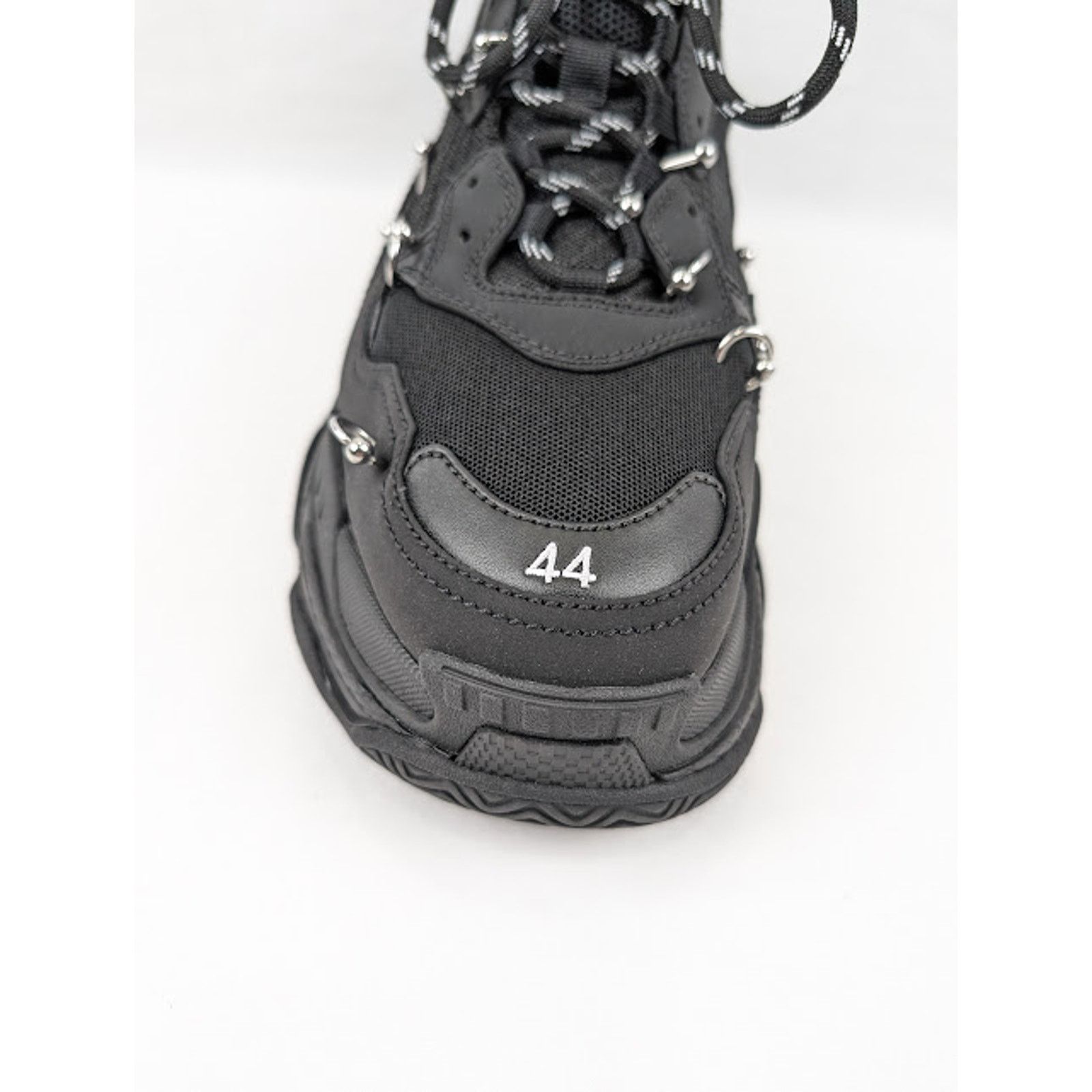 Balenciaga o1rshd1 Triple S Soccer Sneakers in Black/Silver Size US 13 / EU 46 - 6 Thumbnail