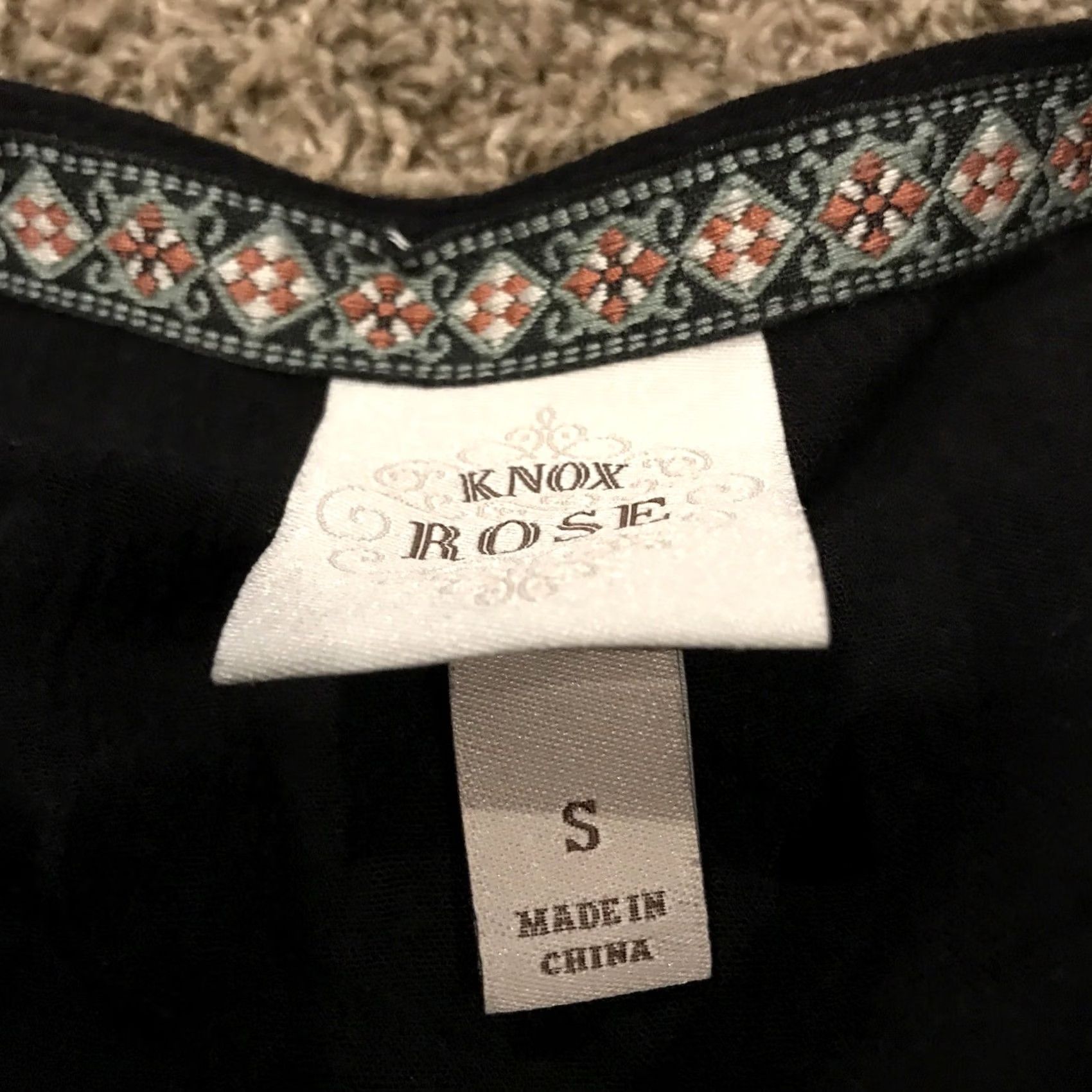 Vintage Knox Rose Womens S Cardigan Black Embroidered Open Knit Rayon Kimono Sleeve Size S / US 4 / IT 40 - 2 Thumbnail