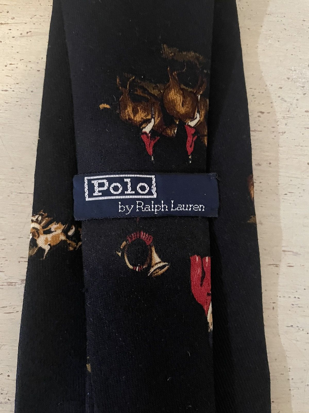 Polo Ralph Lauren × Vintage Rare Fox Hunting Print Wool Tie Size ONE SIZE - 5 Thumbnail