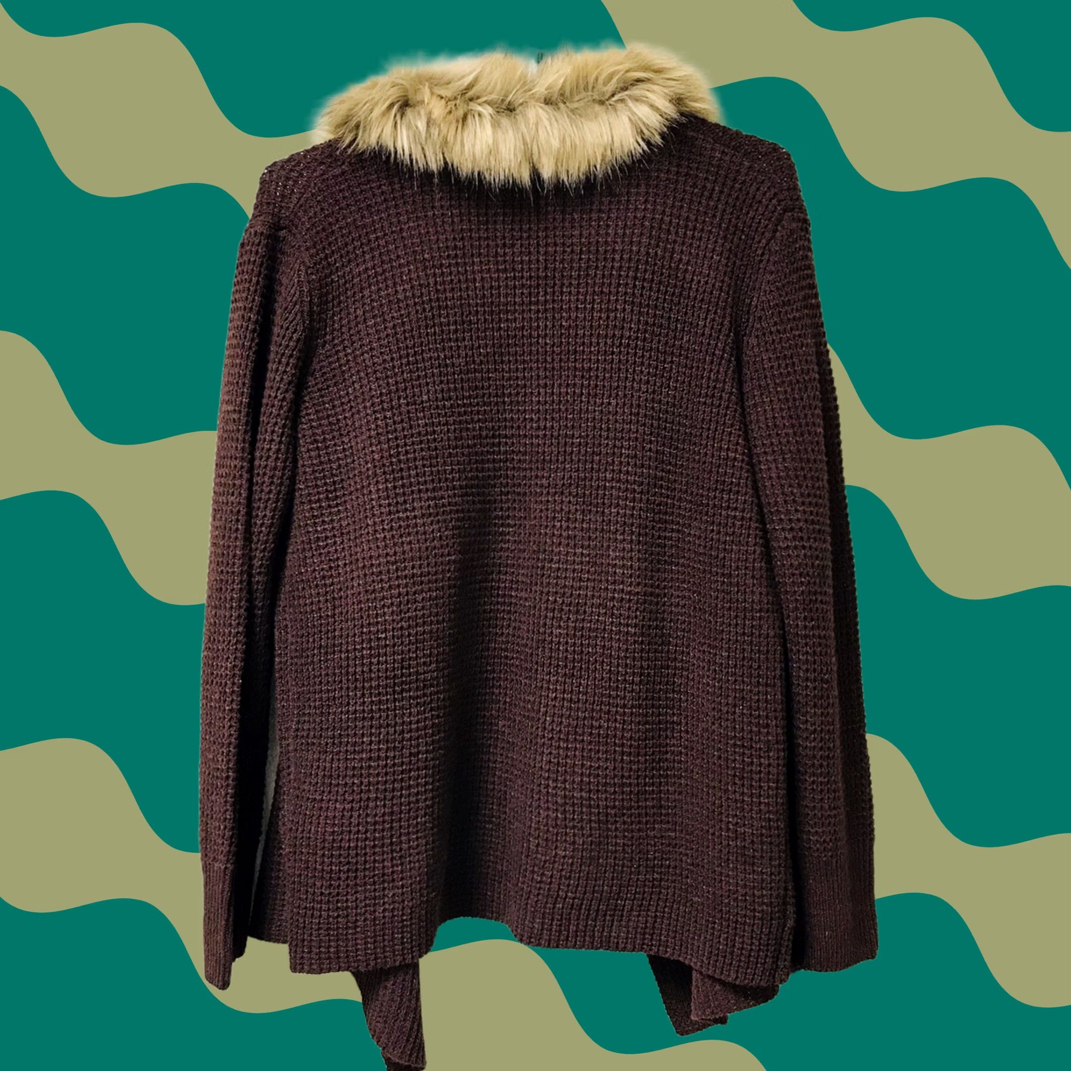 Forever 21 Forever 21 Women Knit Faux Fur Trim Detachable Collar Open Sweater Cardigan S Brown Wool Polyester Knit Fur Trim Womens Cardigan Size S / US 4 / IT 40 - 1 Thumbnail