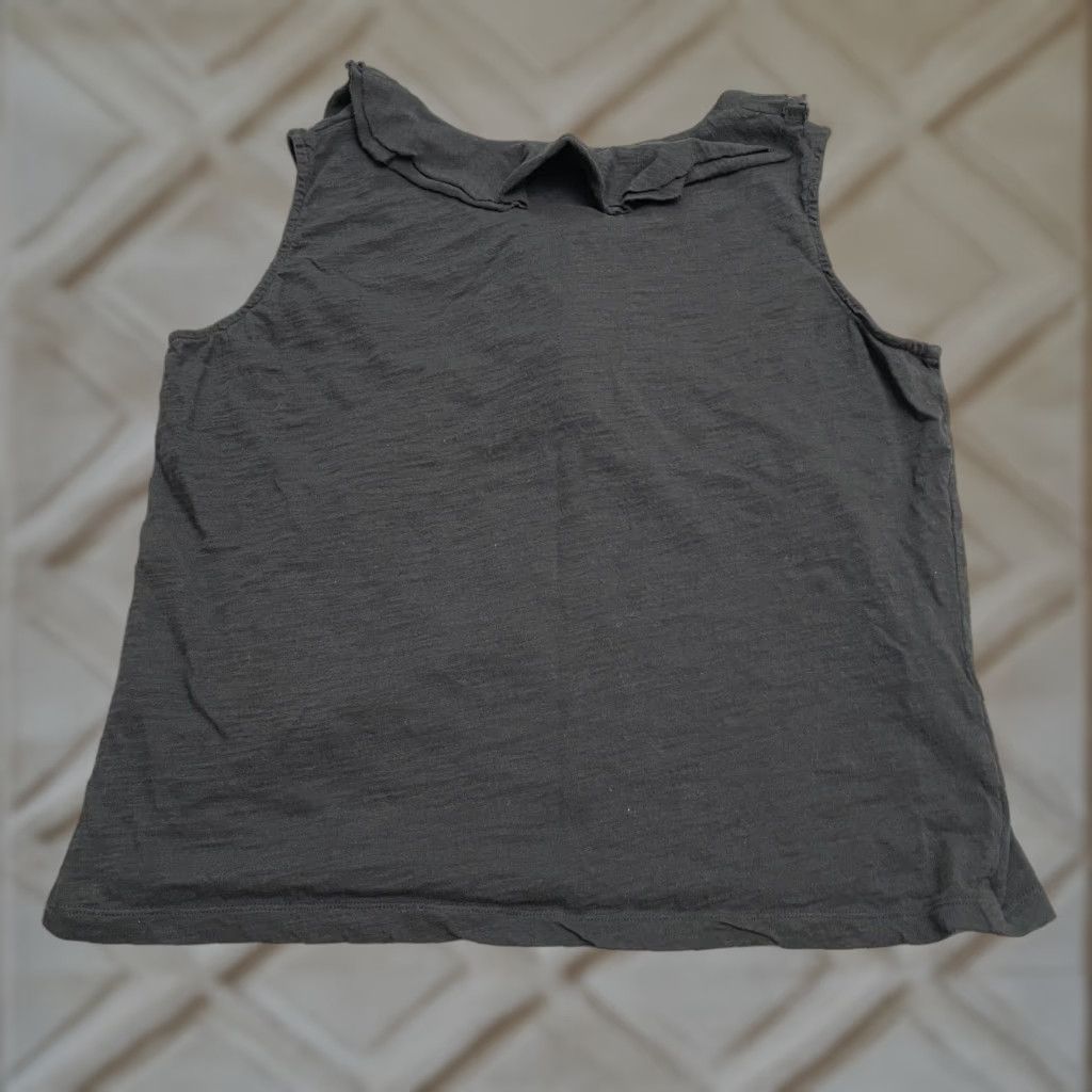 Vintage Sahalie Tank Top Womens Plus Size 1X Black 100% Cotton Sleeveless Ruffle V-Neck Casual Shirt Size XL / US 12-14 / IT 48-50 - 1 Thumbnail
