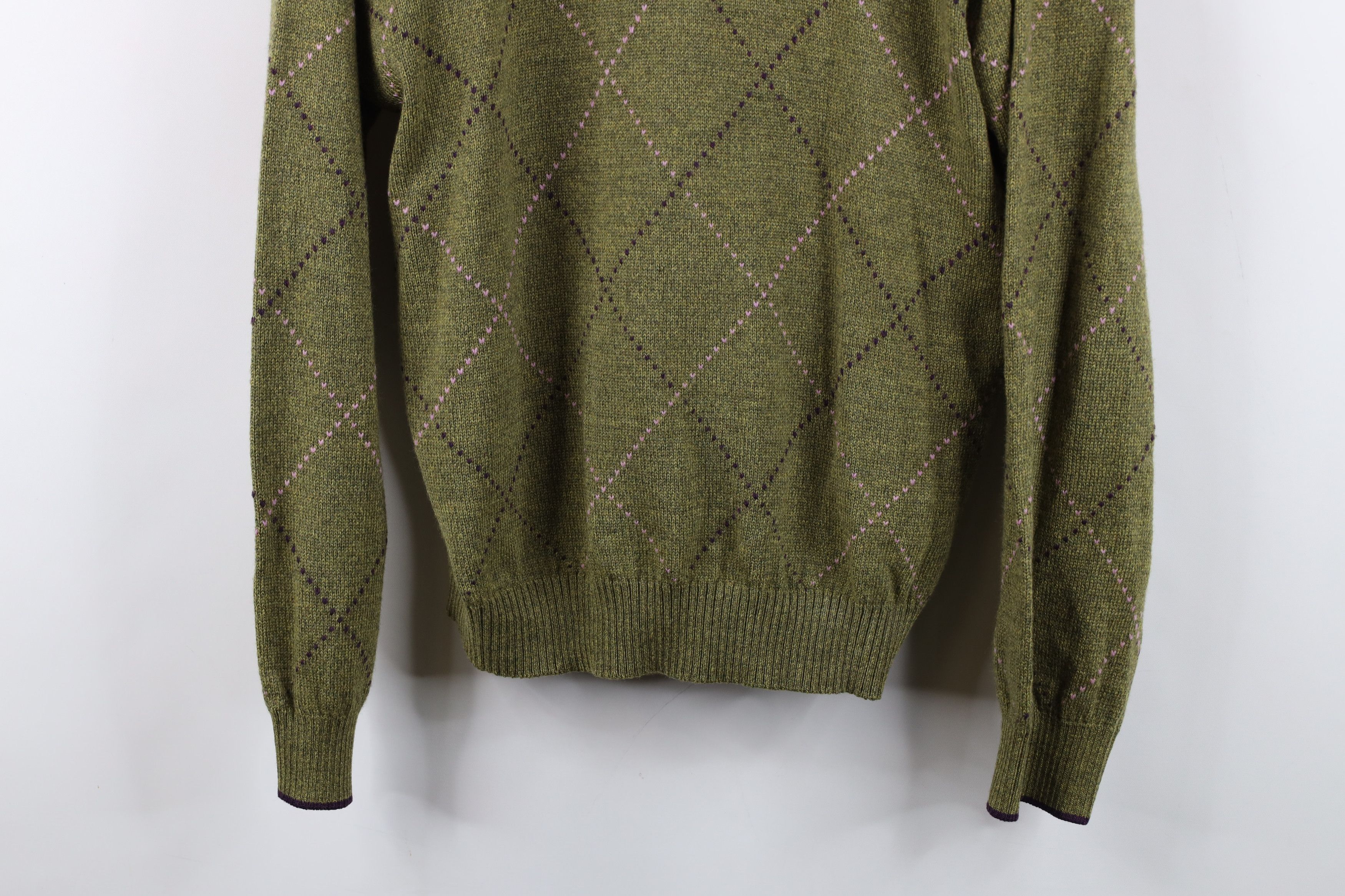 Vintage Vintage Streetwear Argyle Diamond Half Zip Pullover Sweater Size US L / EU 52-54 / 3 - 3 Thumbnail