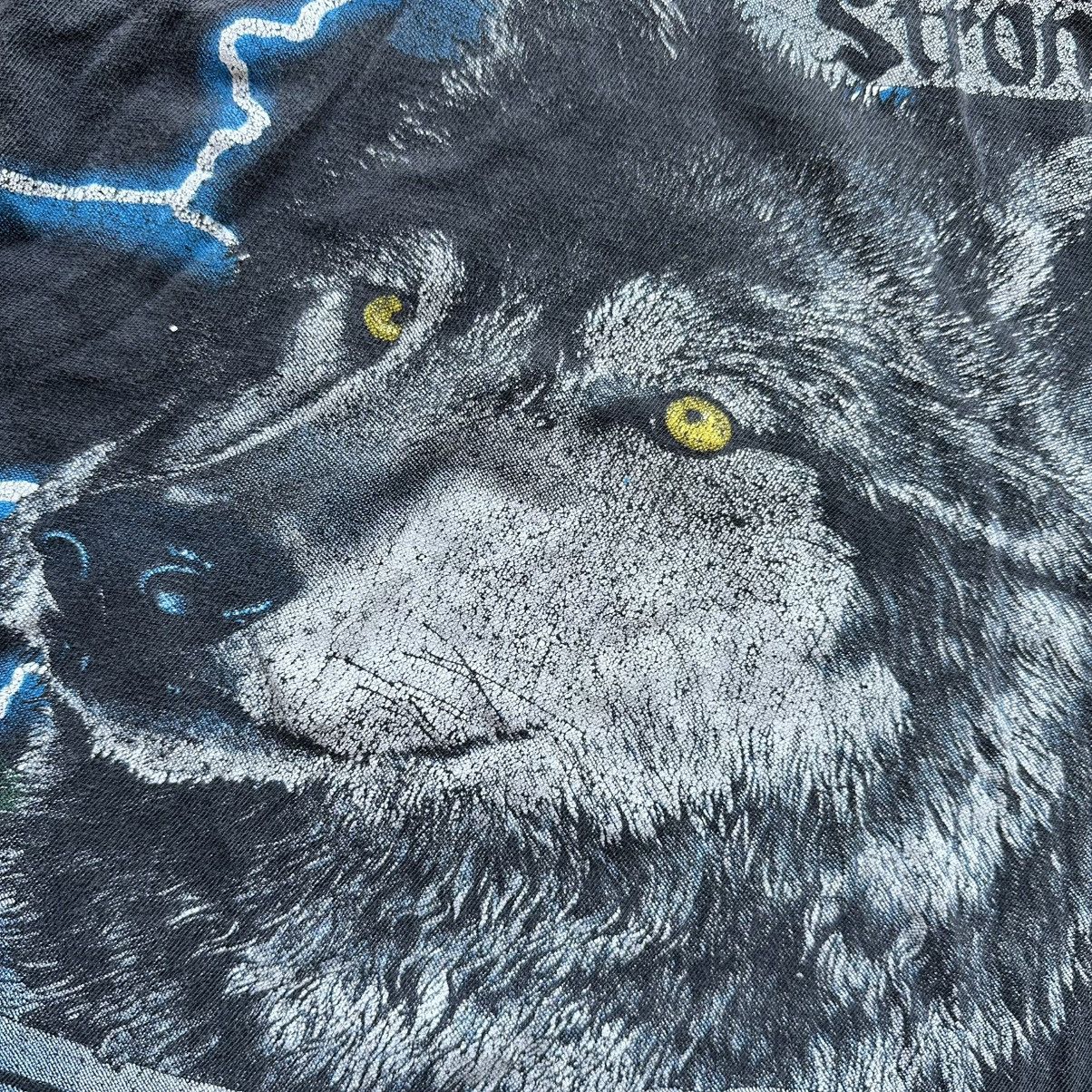 Vintage Vintage American Thunder T Shirt 90s Lighting Wolf Biker AOP Size US XL / EU 56 / 4 - 5 Thumbnail