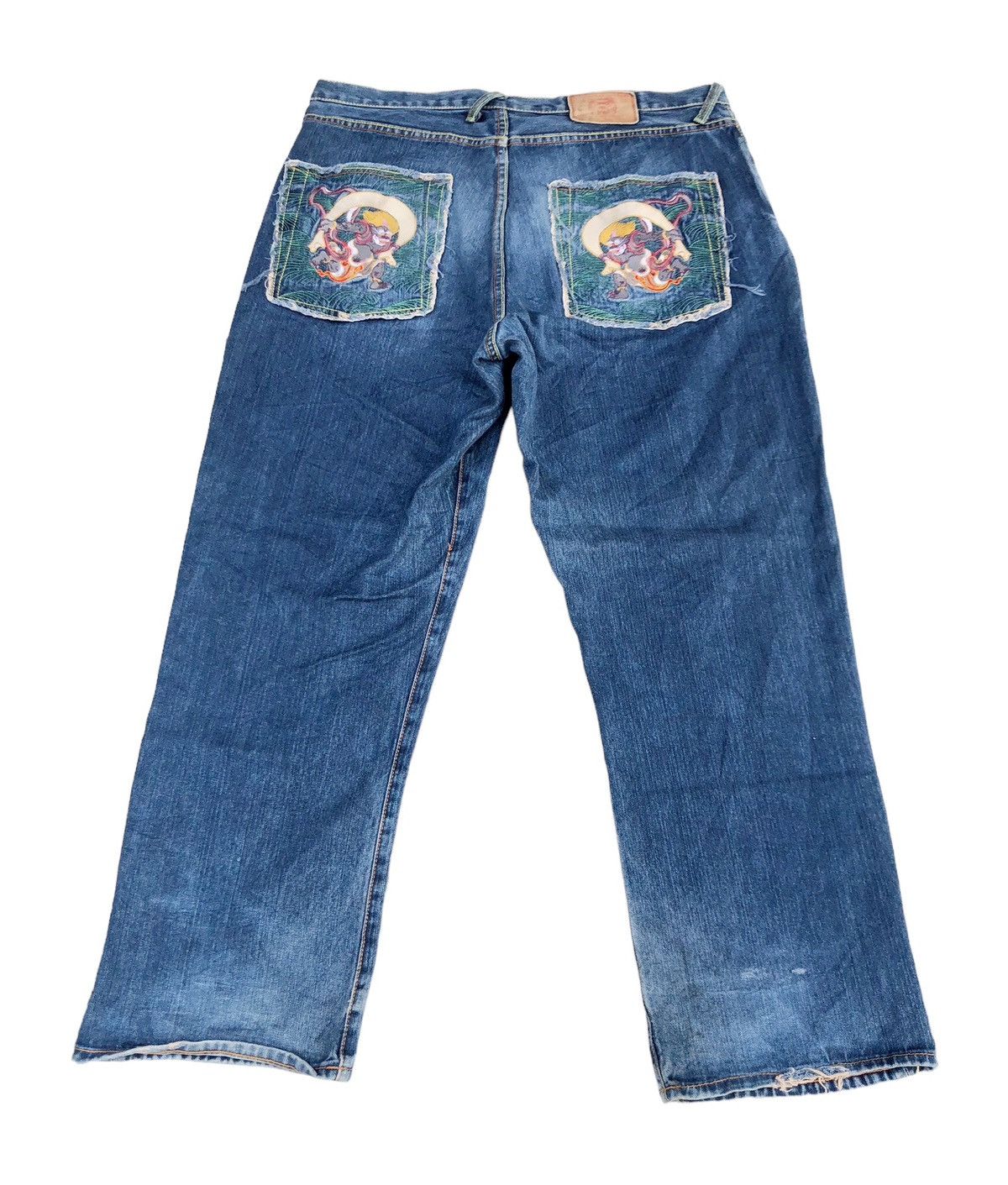 Red Monkey 🔥Mega Rare🔥Vintage RMC “Evil Logo” Jeans🔥 Size US 38 / EU 54 - 3 Thumbnail