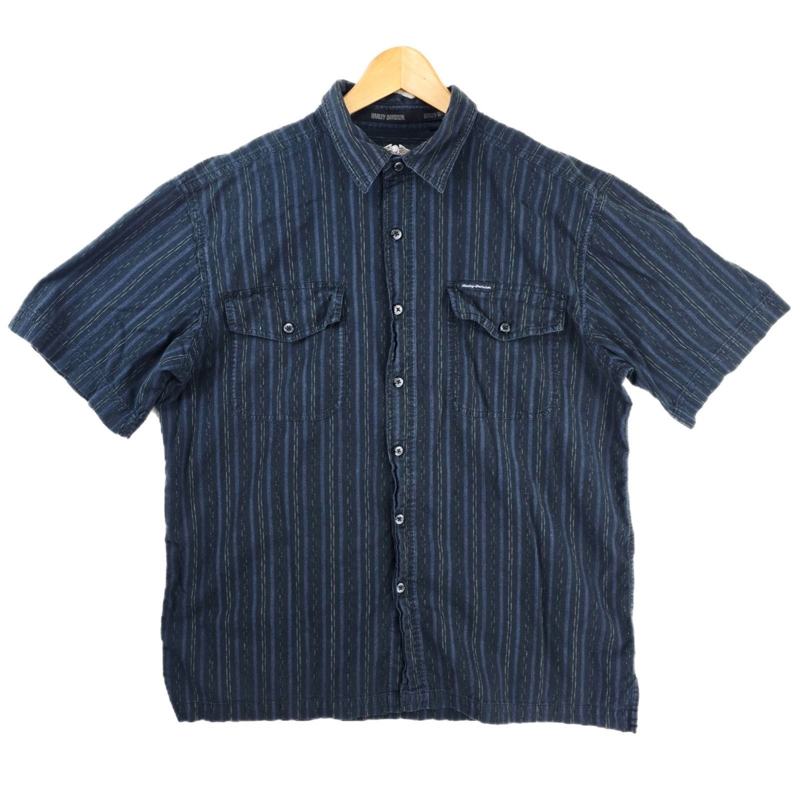 Harley Davidson Harley Davidson Button Up Shirt Mens XL Black Striped Biker Size US XL / EU 56 / 4 - 1 Thumbnail