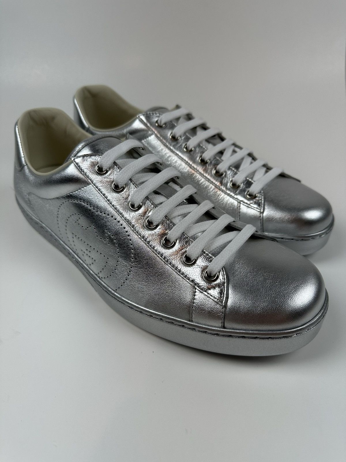 Gucci Gucci Silver GG Ace Sneakers Size US 11 / EU 44 - 3 Thumbnail