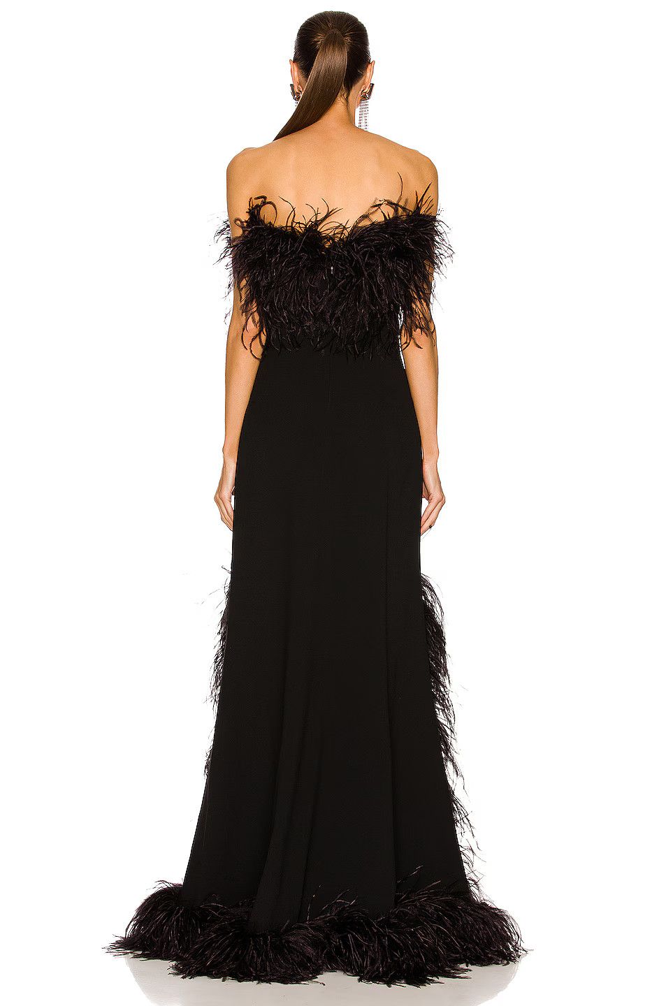 Saint Laurent Paris o1bcso1str1125 Long Feather Dress In Sable in Black Size XS / US 0-2 / IT 36-38 - 3 Thumbnail
