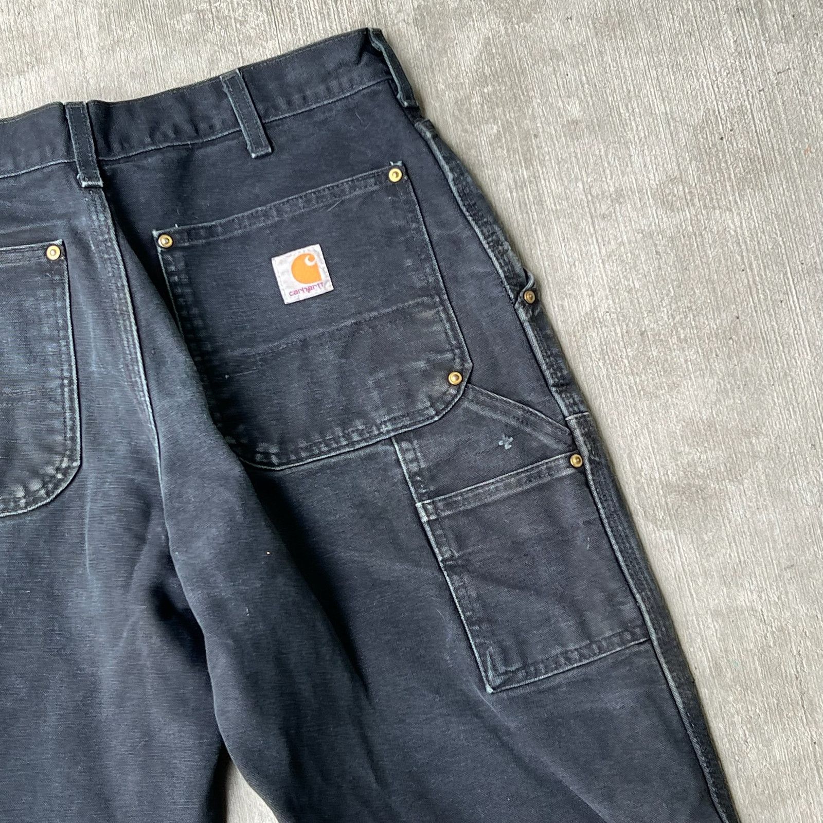 Carhartt × Vintage Carhartt faded black double knee work wear carpenter pants Size US 31 - 6 Thumbnail