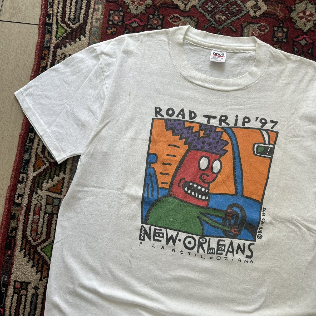 Vintage 1997 New Orleans “Road Trip” Graphic Tee Vintage Cartoon Size US XL / EU 56 / 4 - 2 Thumbnail