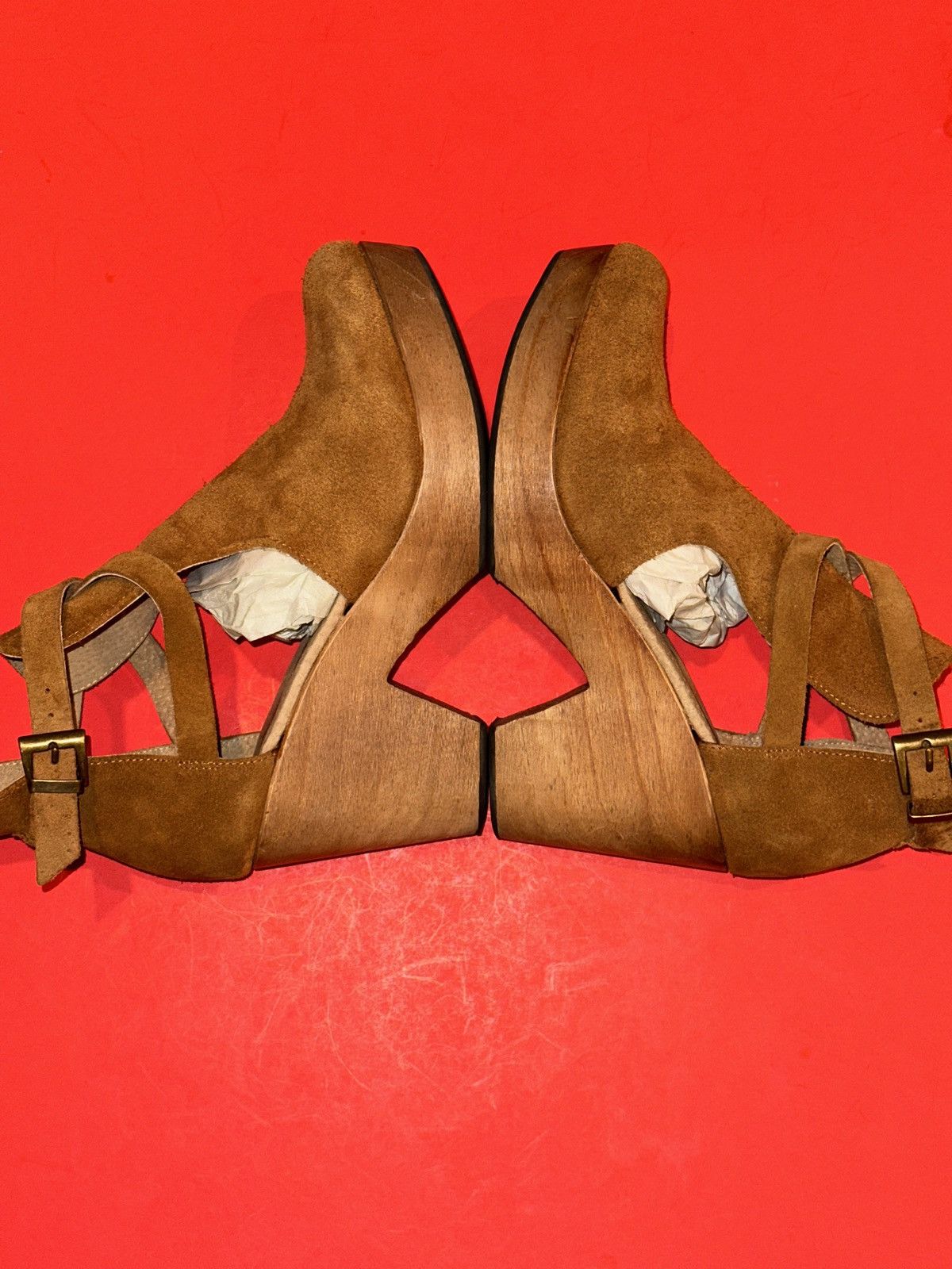 Free People Free People Cedar Wood Tan Suede Platform Clogs Heels 9 US Size US 9 / IT 39 - 6 Thumbnail