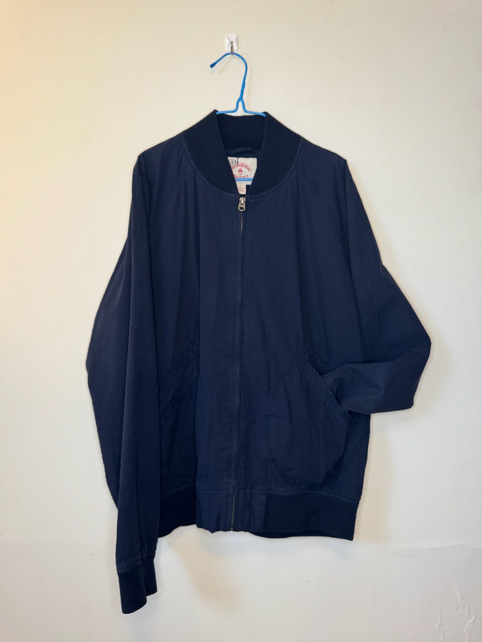 Brooks Brothers Brooks Brothers Navy Seersucker Raglan Bomber Jacket (L) Size US L / EU 52-54 / 3 - 1 Thumbnail