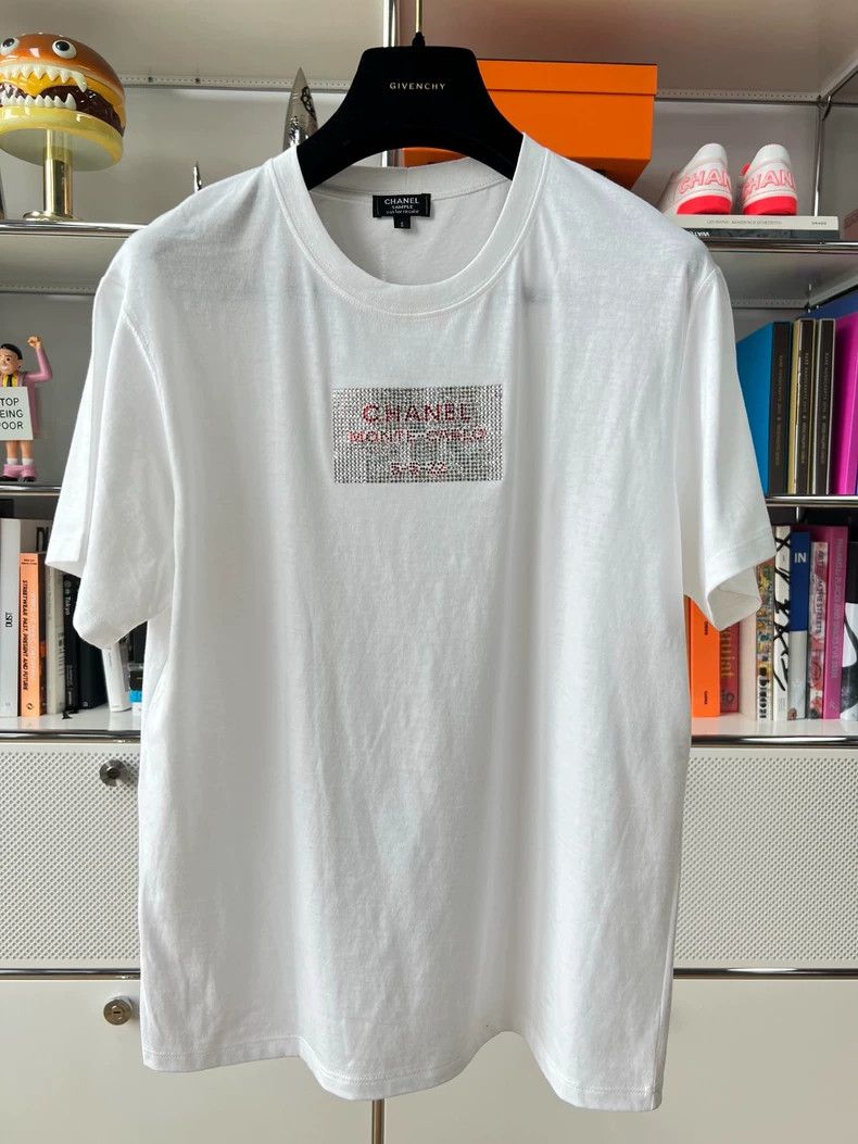 Chanel Chanel Letter rhinestone white T-shirt Size S / US 4 / IT 40 - 1 Thumbnail