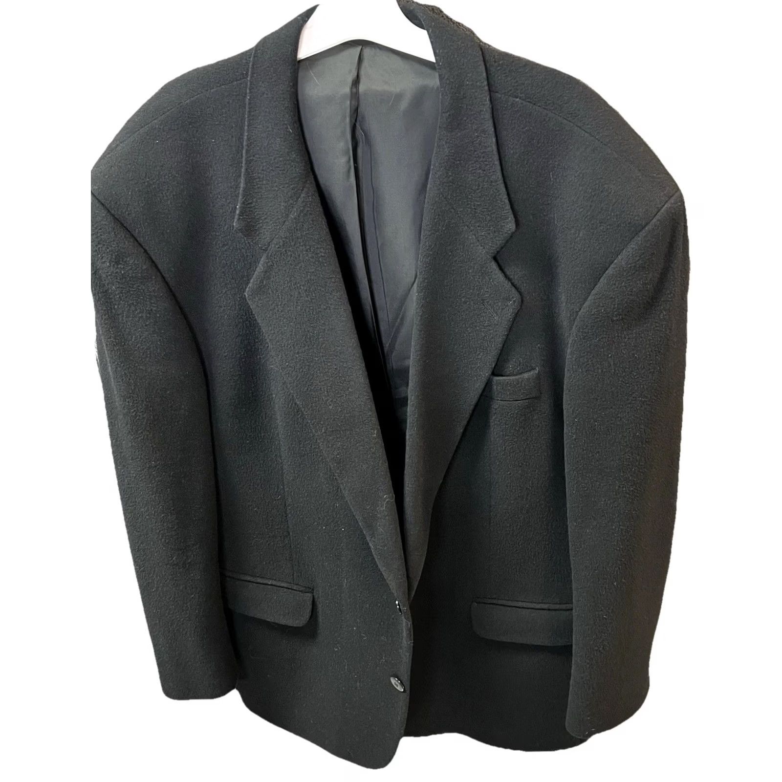 Vintage VINTAGE Men’s Black Wool Cashmere Blend Blazer Sport Coat 2 Button Classic 46R Mens Blazer Size 46R - 2 Thumbnail