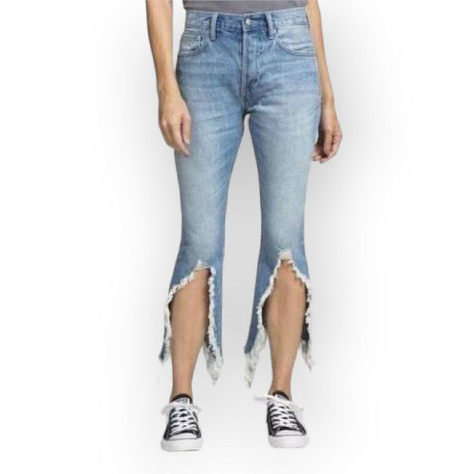 Prps PRPS Biscayne High Rise Crop Frayed Hem Jeans Blue Size 28 Size 28" / US 6 / IT 42 - 3 Thumbnail