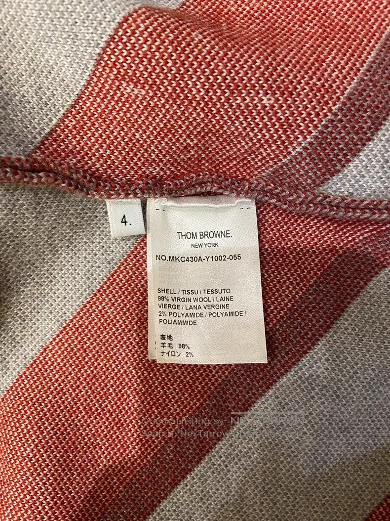 Thom Browne Thom Browne Red and Gray Striped Knit Cardigan Size US XL / EU 56 / 4 - 4 Thumbnail
