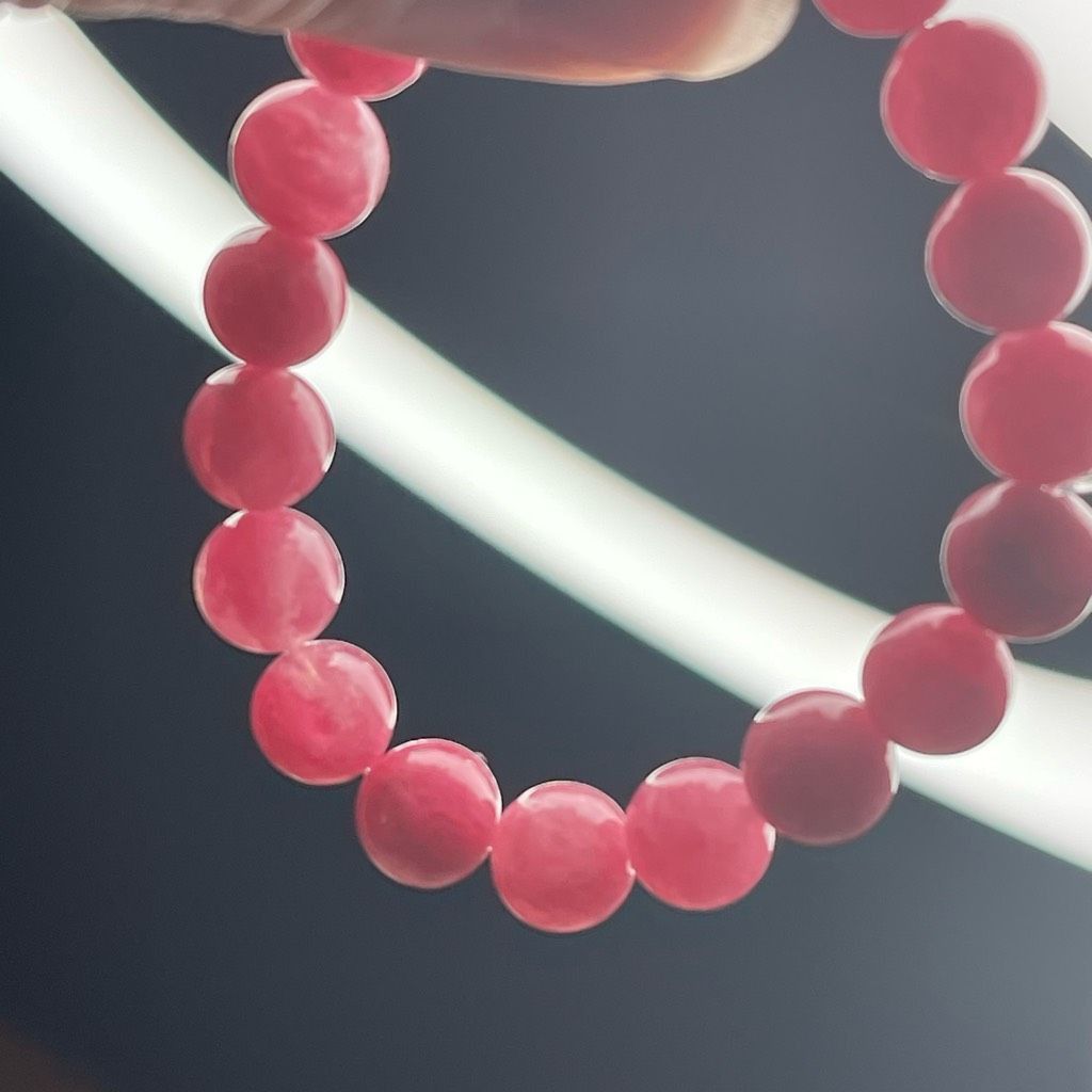 Other Icy Rhodonite Sakura Cherry Blossom gemmy stretch beaded bracelet 7” crystal healing beads 10mm Size ONE SIZE - 2 Thumbnail