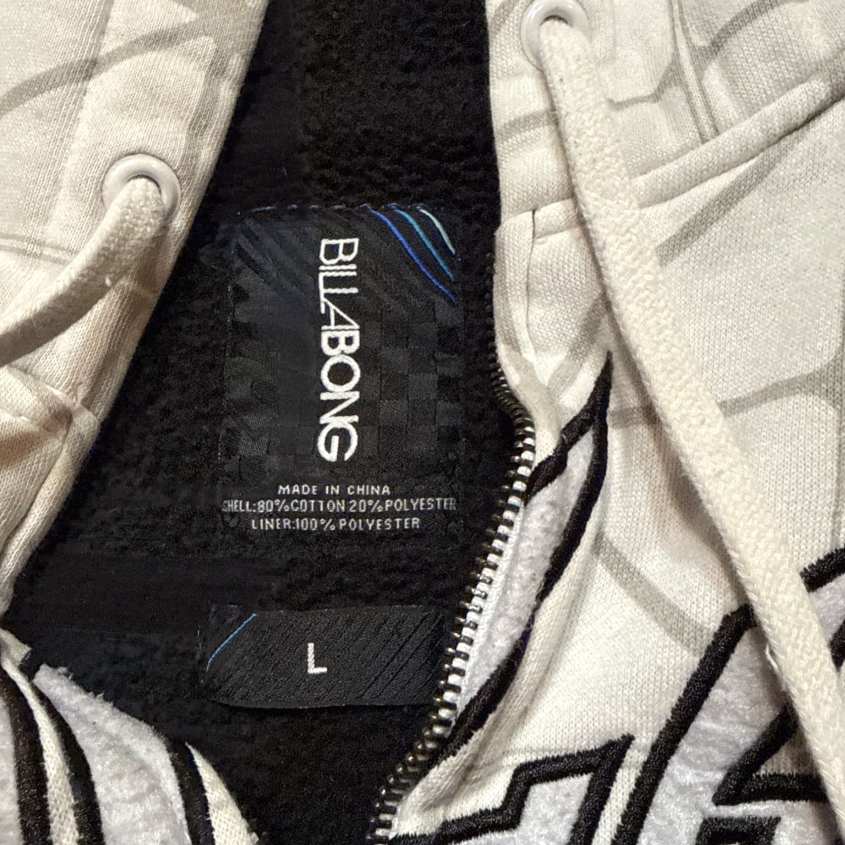 Billabong VINTAGE Billabong Hoodie White L Sherpa Lined Zip-Up Geometric Outdoor Spellout Y2K Mens Size US L / EU 52-54 / 3 - 4 Thumbnail